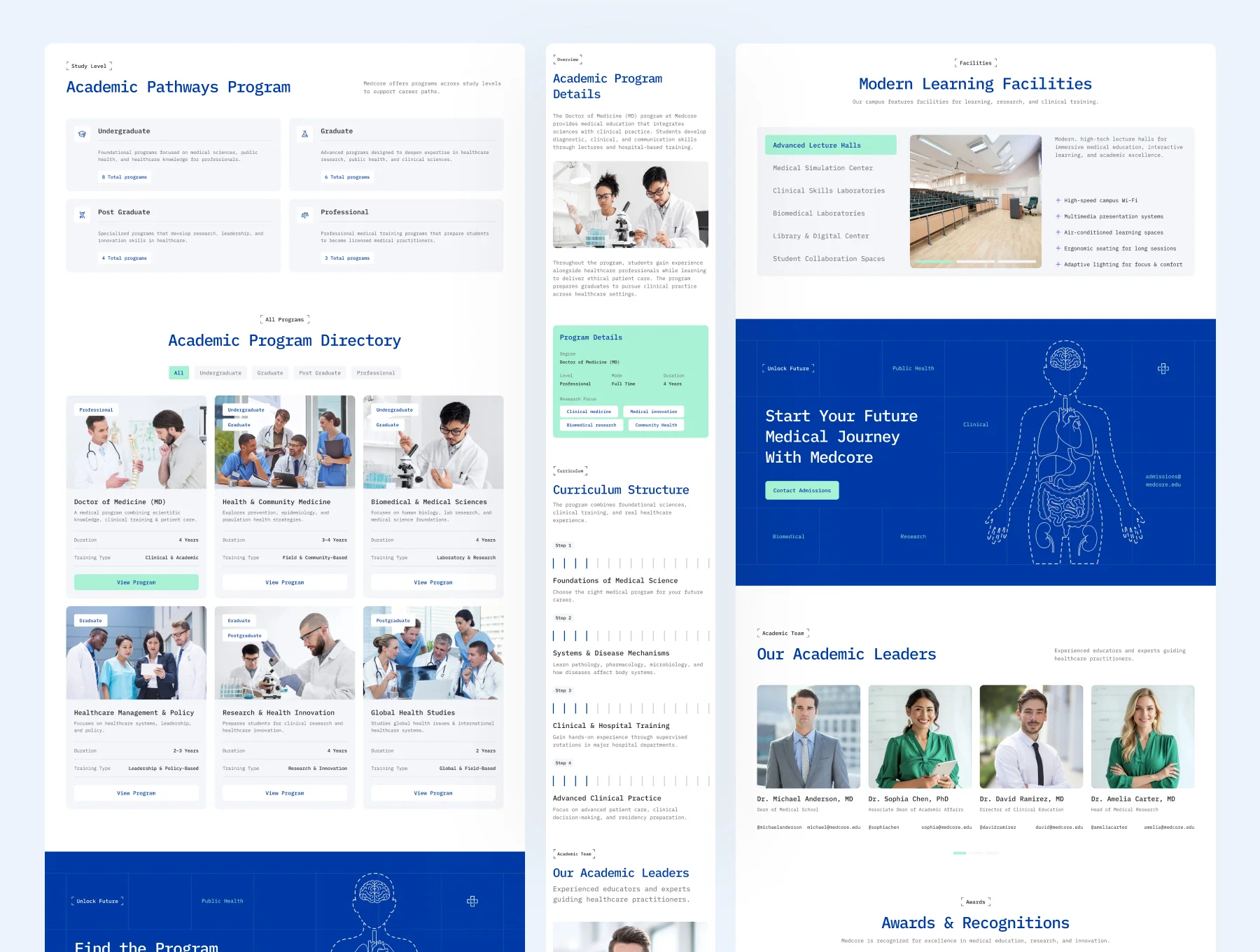 Medcore – Medical School Website UI Figma Template 3
