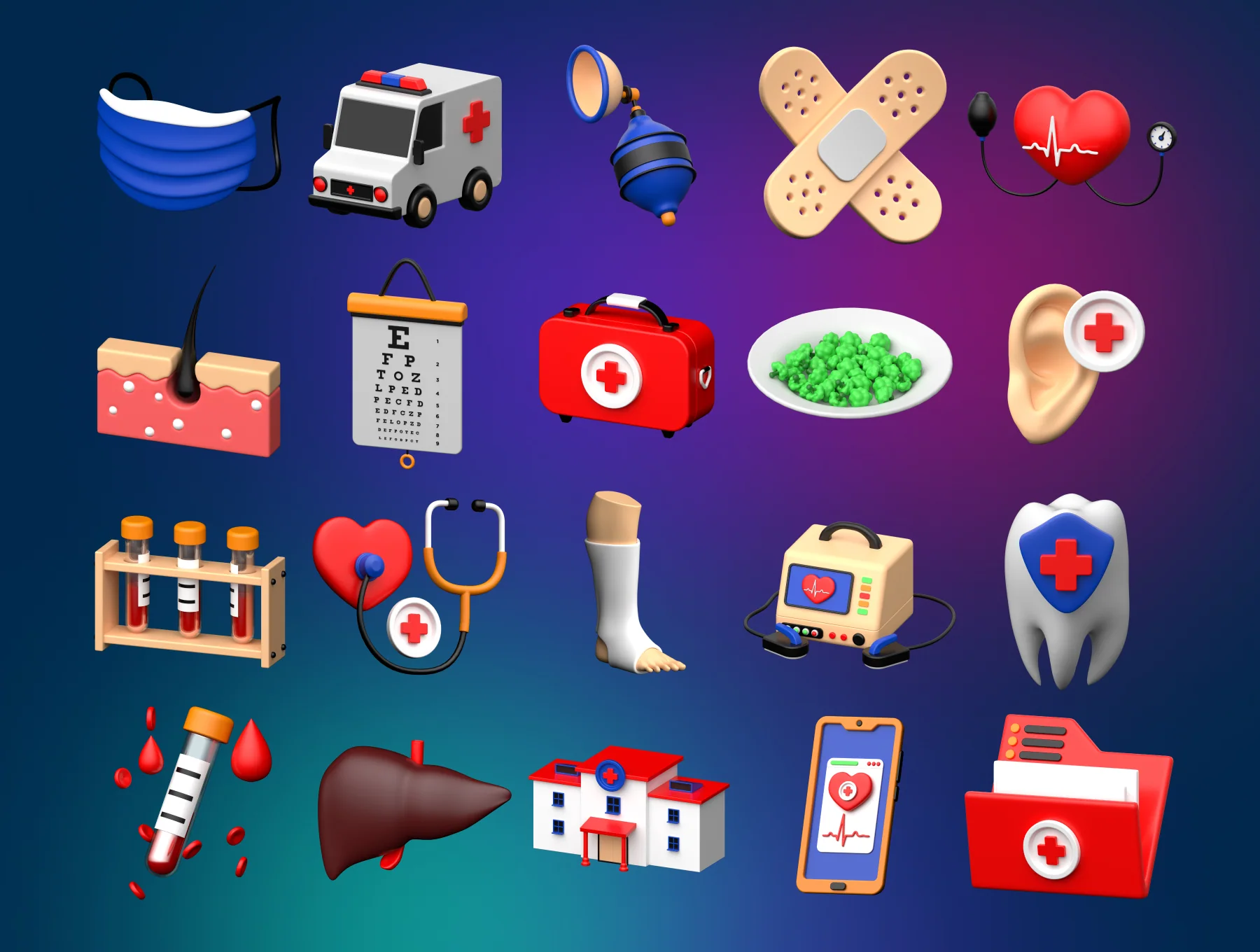 Medical 3D icons Set 6