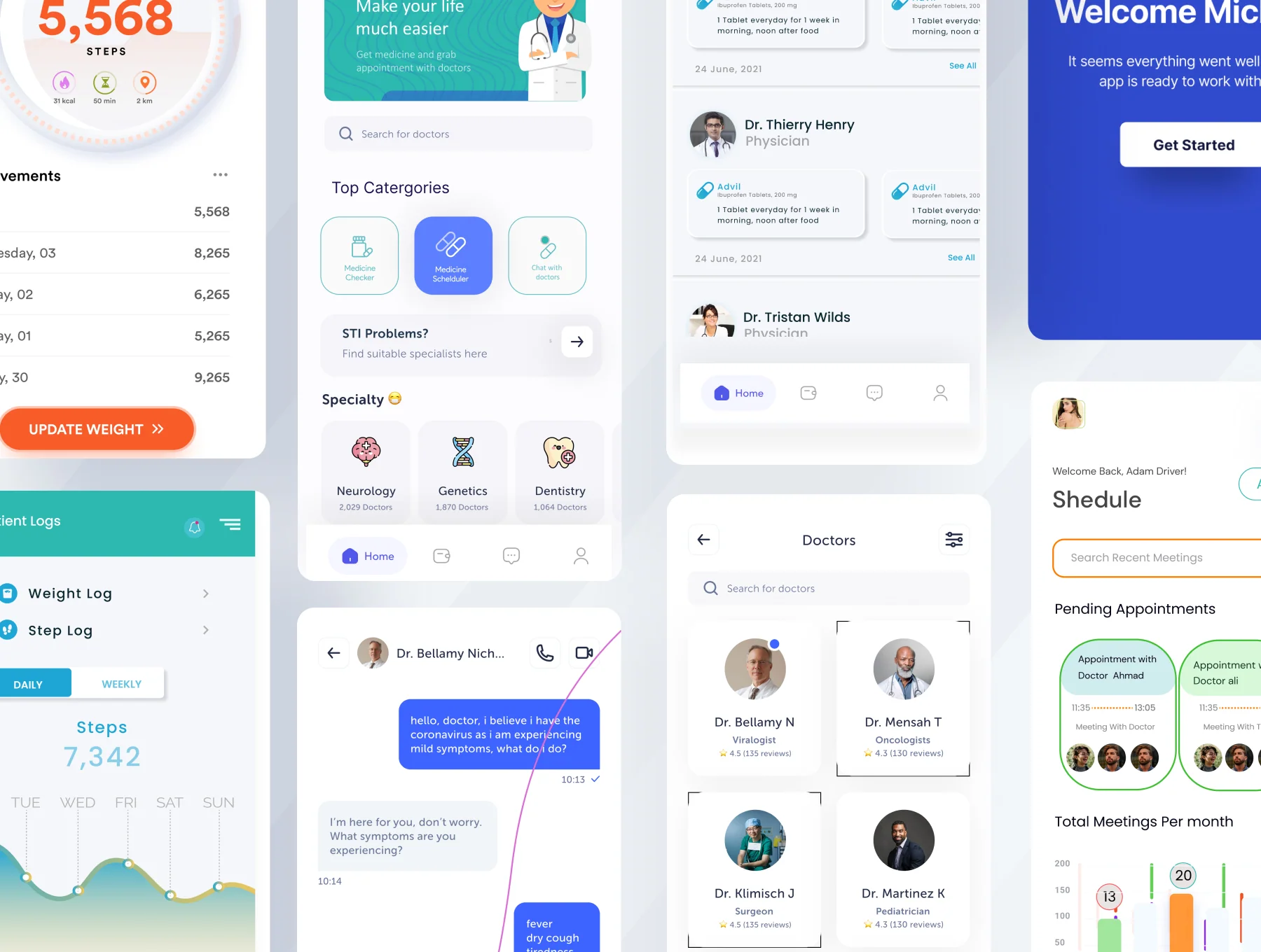 Medical App, Online Doctor Consultation App, Pharmacy App Mobile UI Kit 5