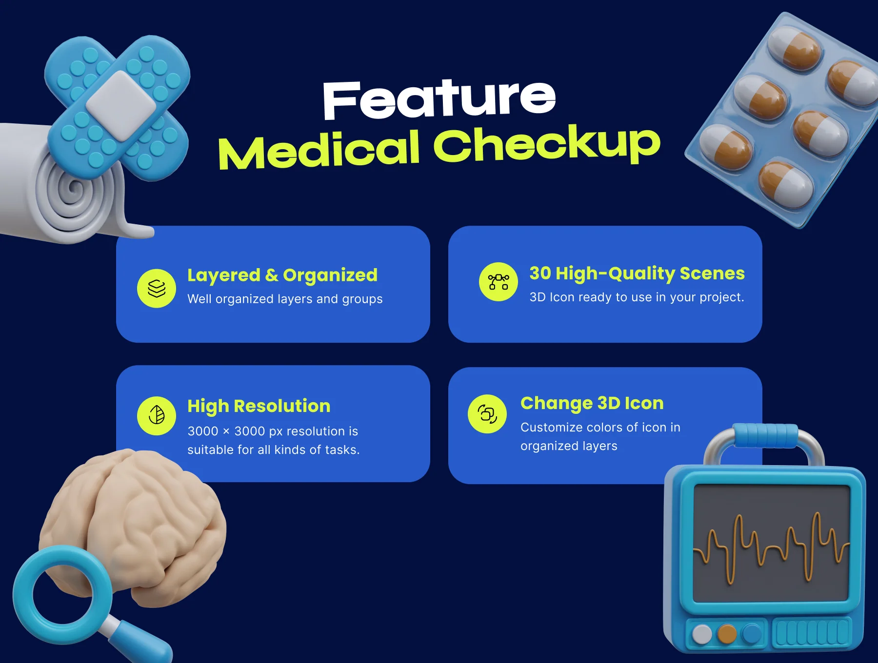 Medical Checkup 3D Icon Pack 2
