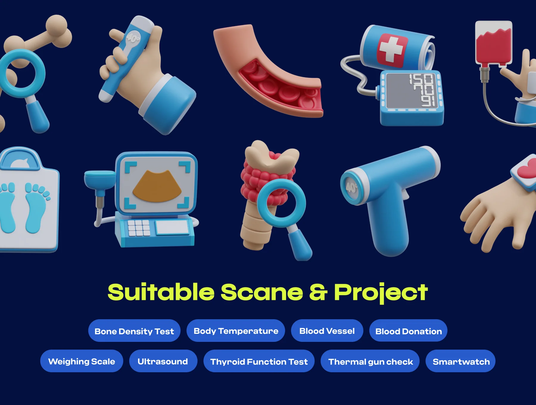 Medical Checkup 3D Icon Pack 4