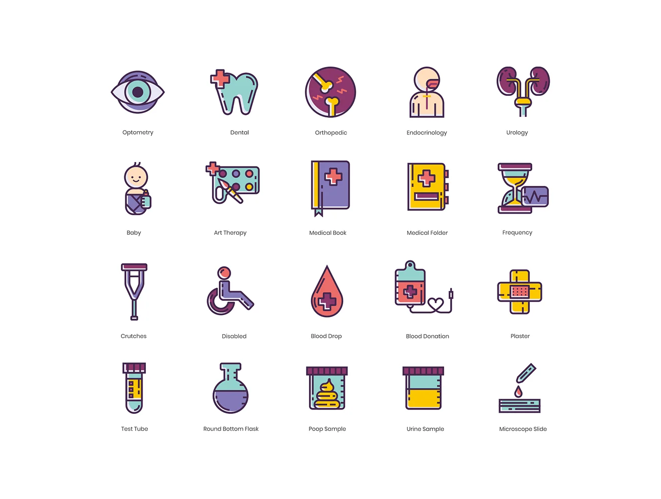 105 Medical Icons | Lilac Series 4