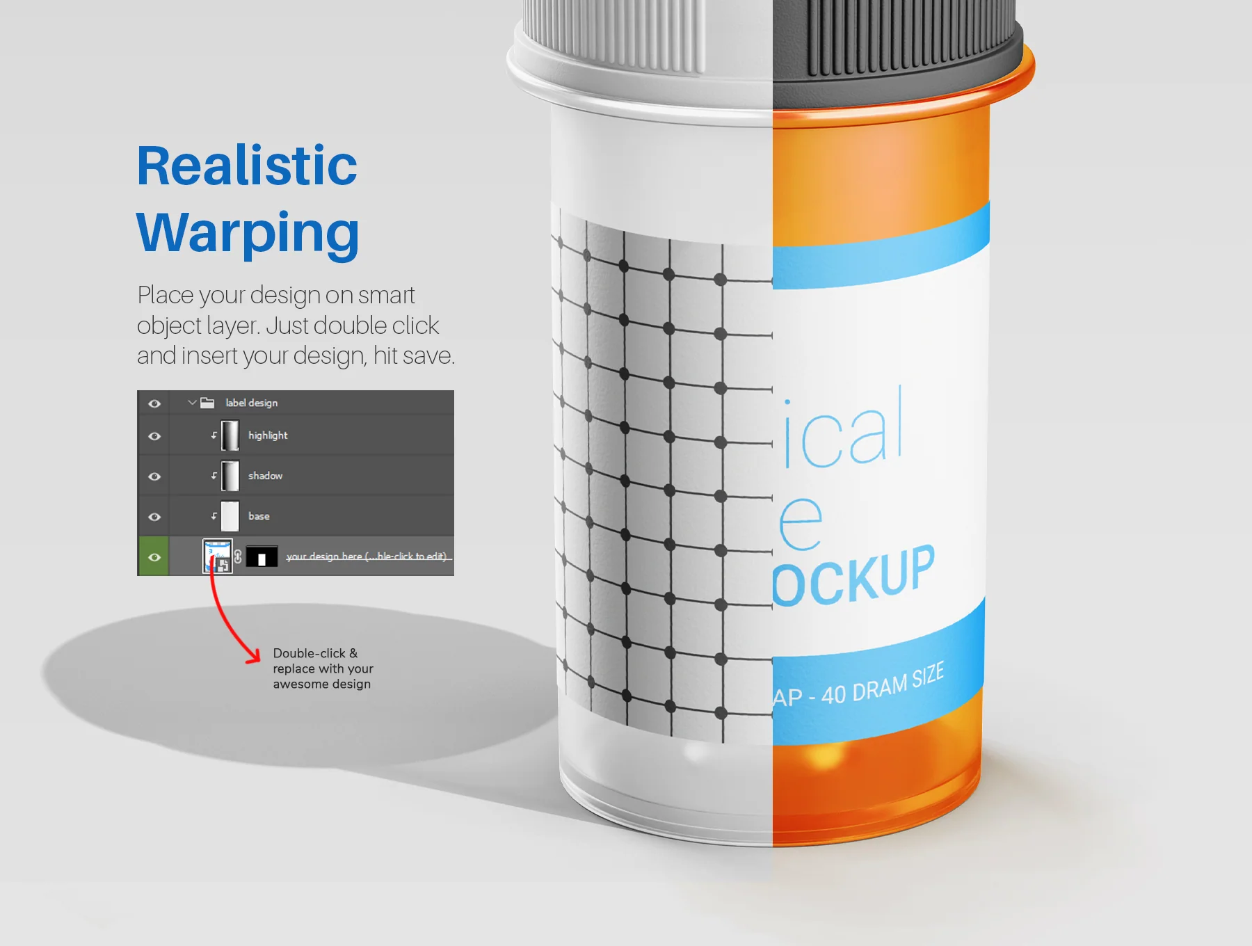 Medicine Bottle with Reversible Cap PSD Mockup Set 4