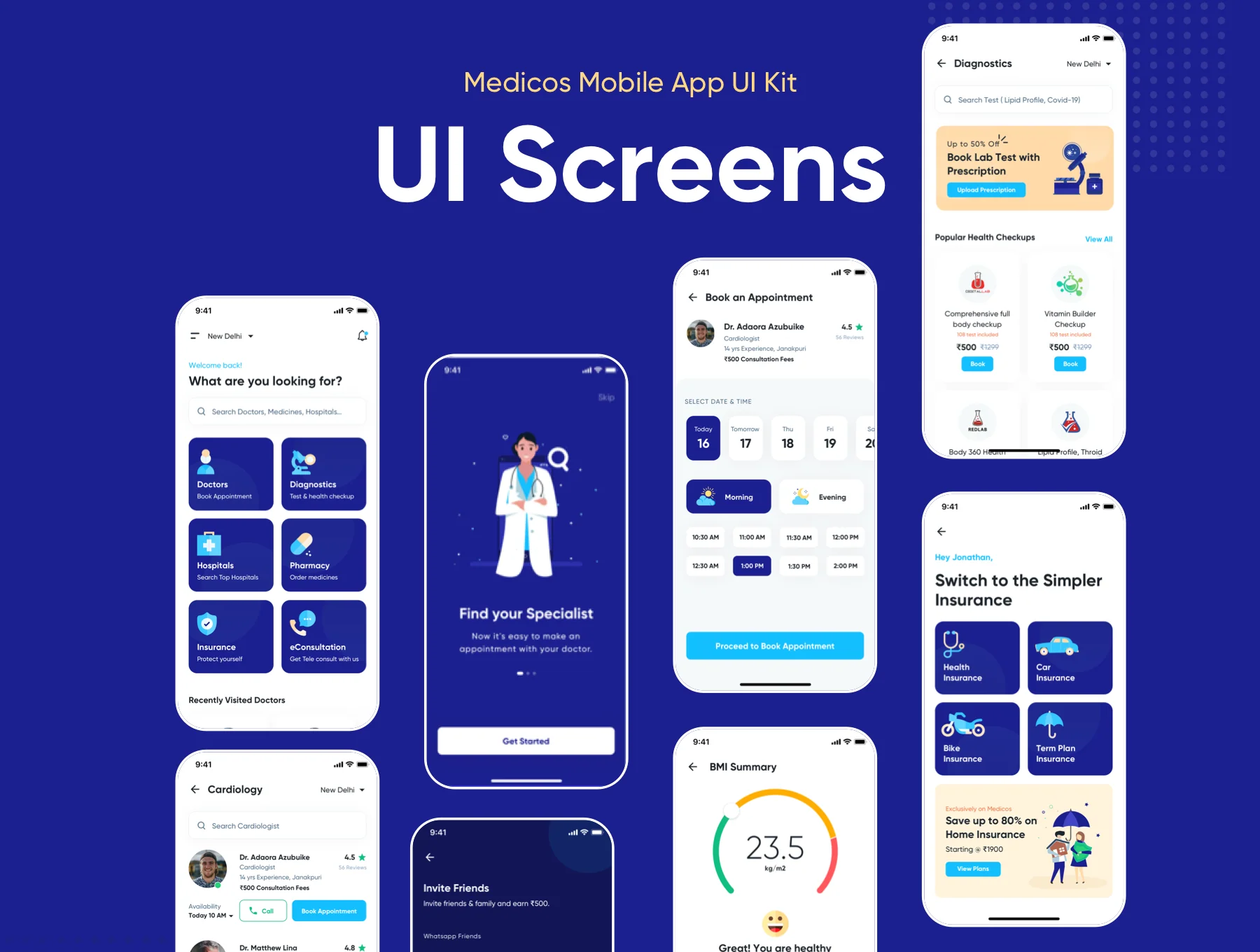 Medicos - Healthcare Mobile Sketch App UI Kit 6