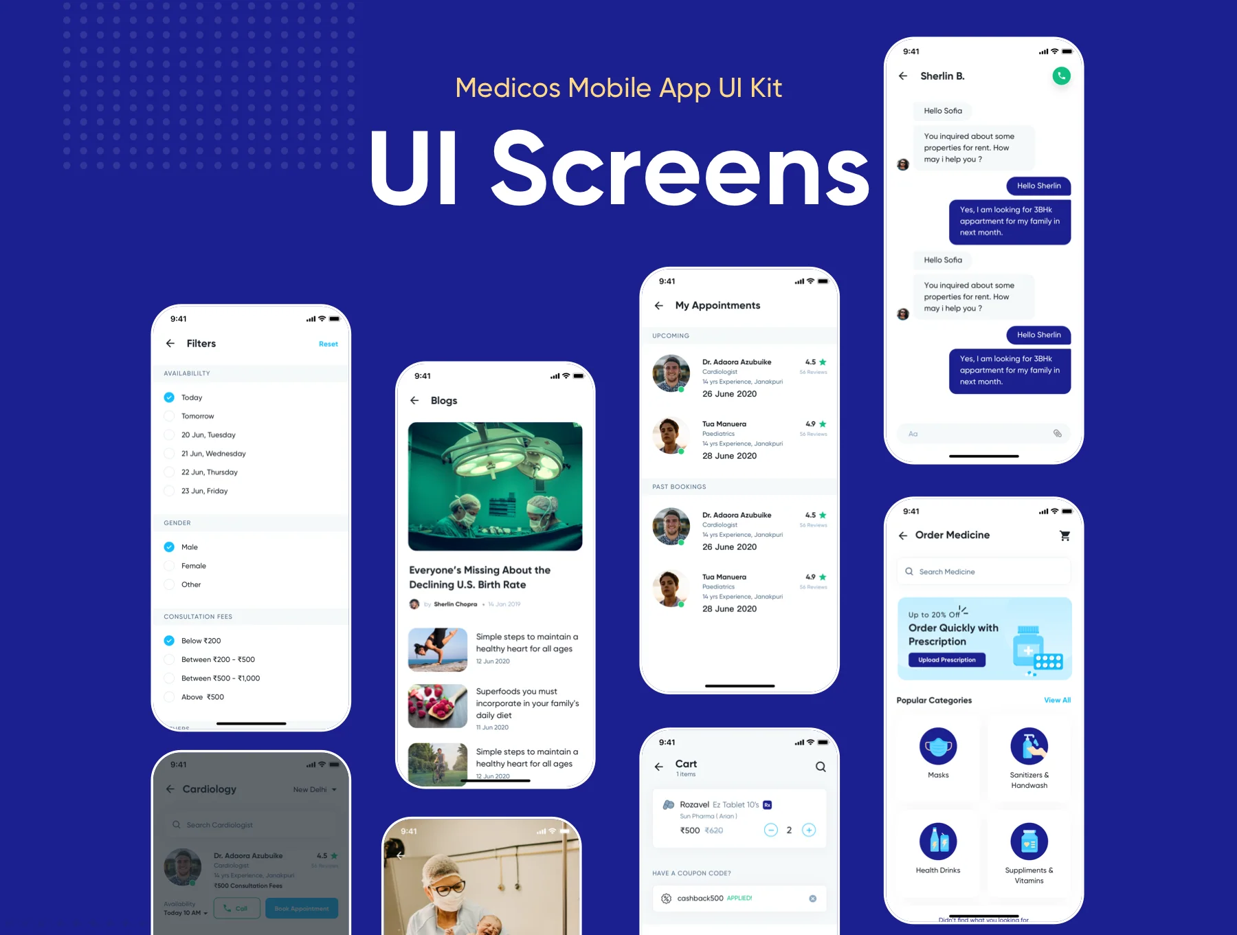 Medicos - Healthcare Mobile Sketch App UI Kit 8