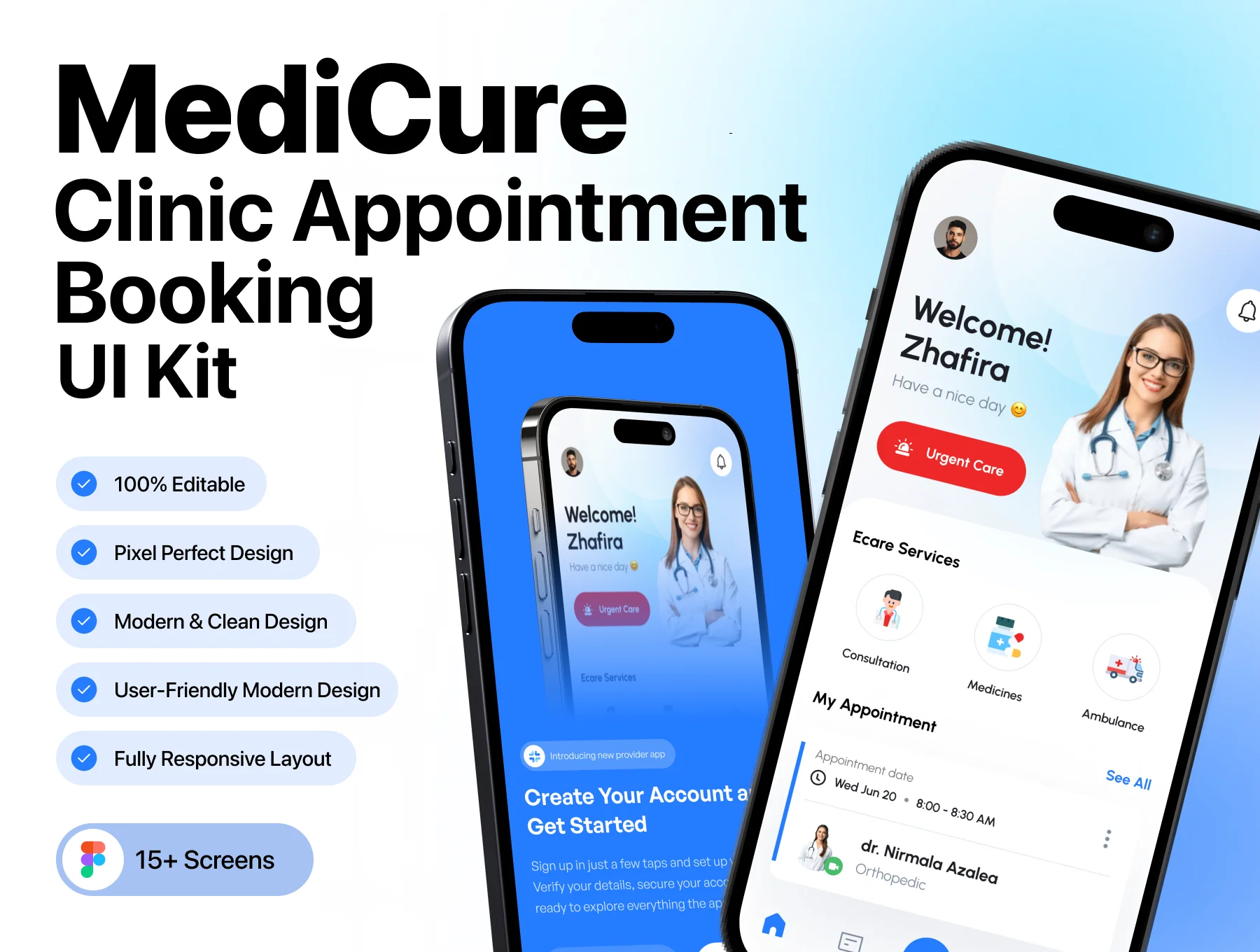MediCure – Clinic & Doctor Appointment Booking UI Kit
