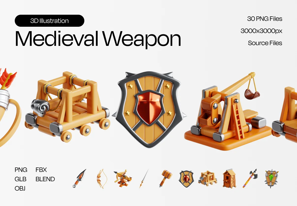 Medieval Weapon 3D Illustration