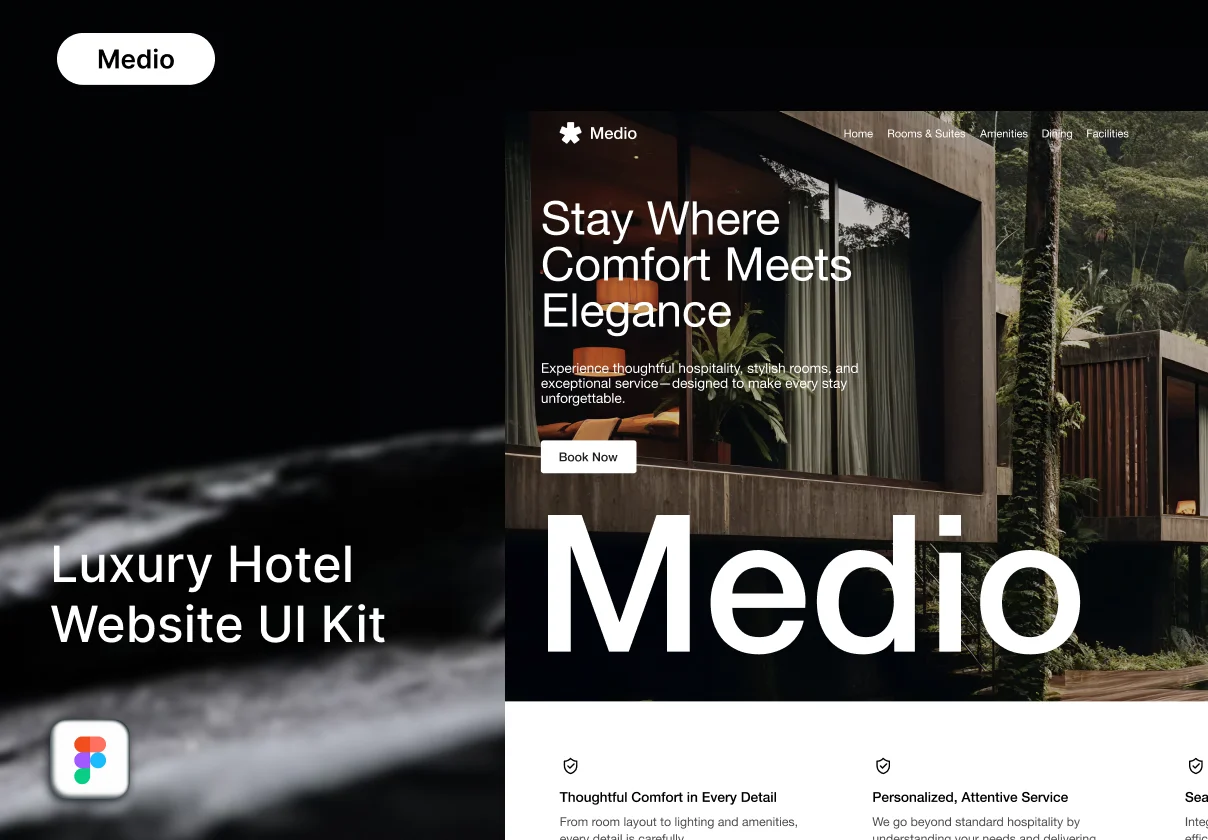 Medio - Luxury Hotel Website UI Kit
