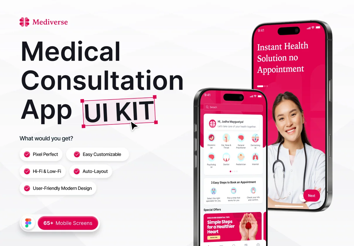 Mediverse – Medical Consultation App UI Kit