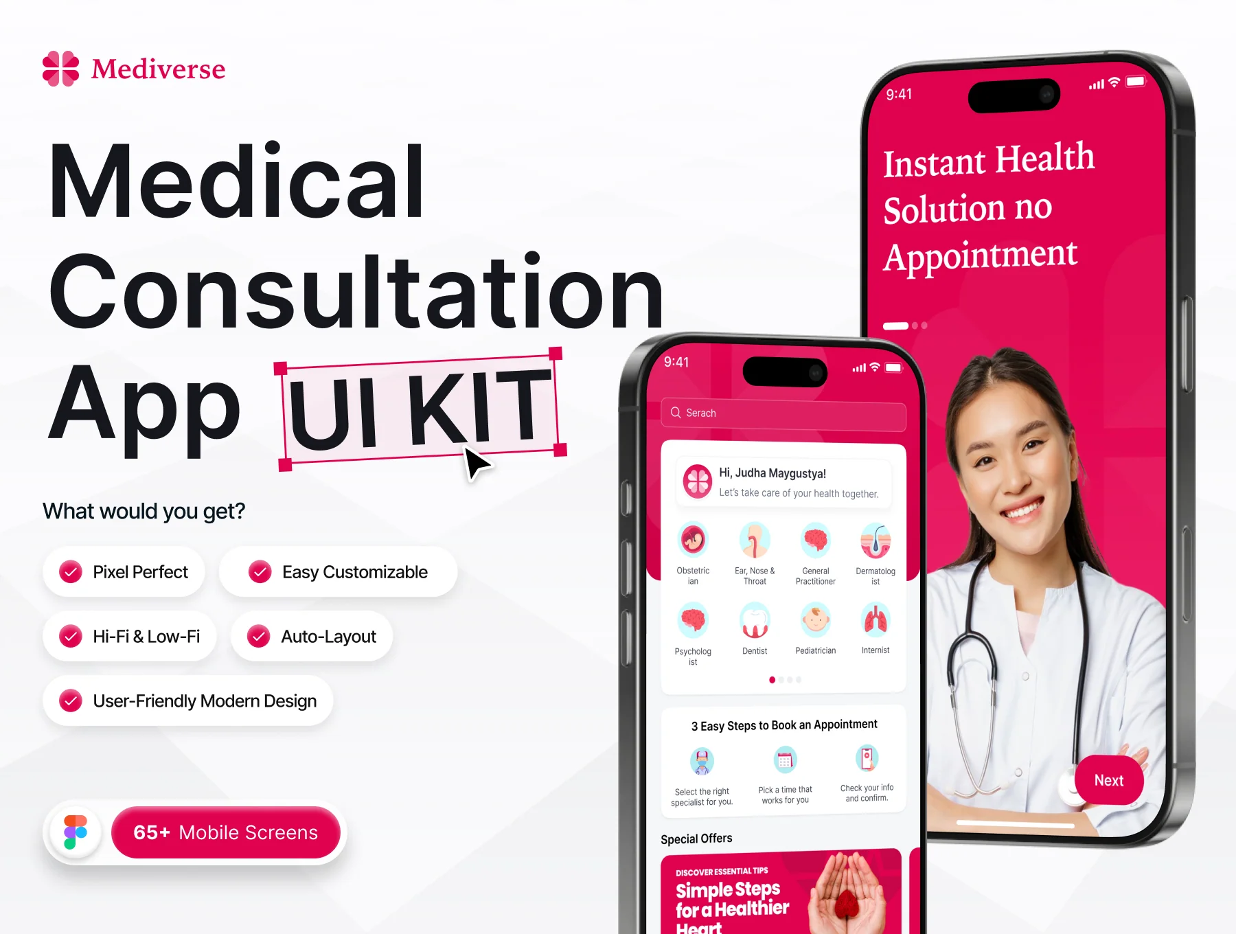 Mediverse – Medical Consultation App UI Kit