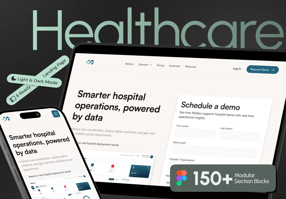 Medlyx — Modern Healthcare SaaS Landing Page Builder