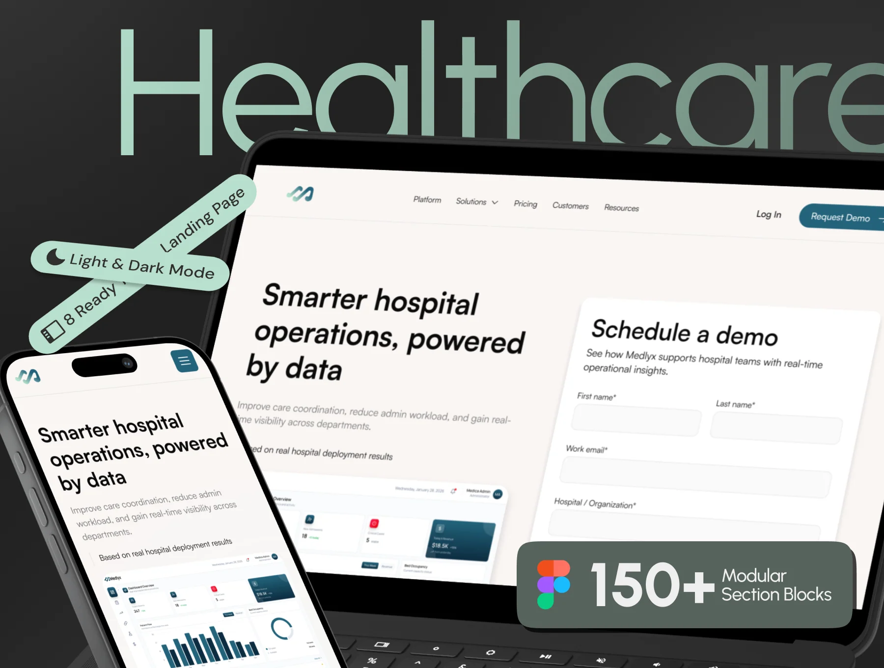 Medlyx — Modern Healthcare SaaS Landing Page Builder