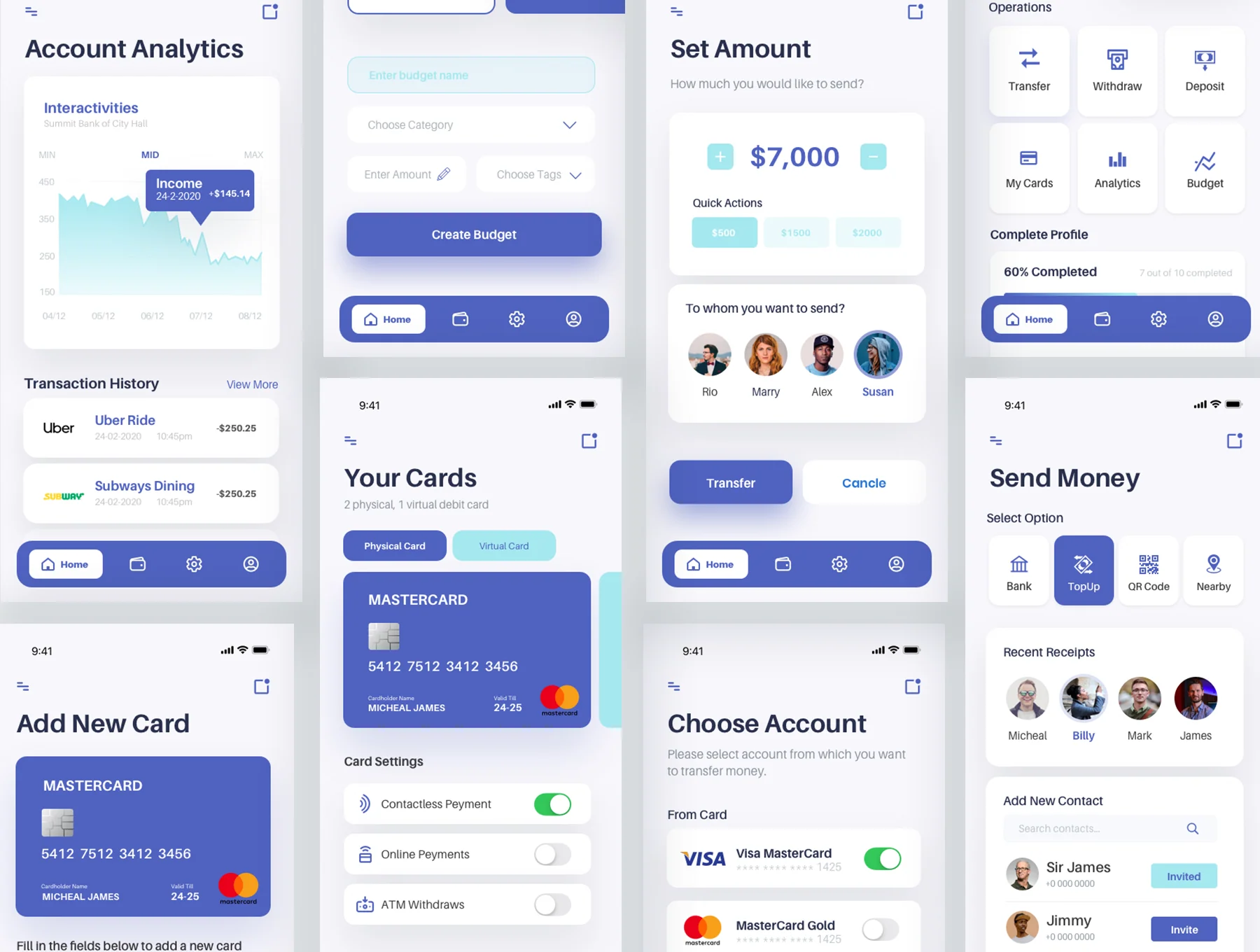 Meela - Money Transfer, Bank, Finance and Wallet App UI Kit 6