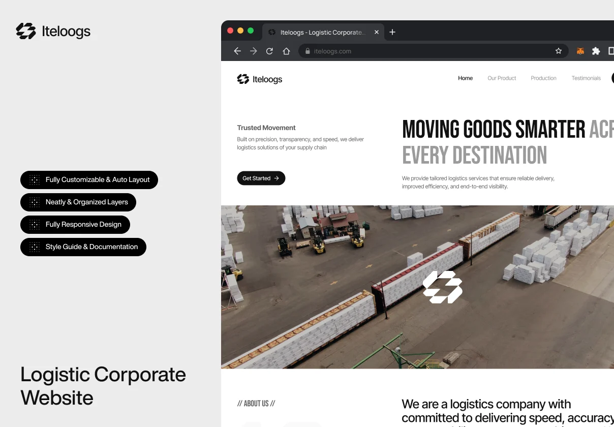 Iteloogs — Logistic Corporate Website Kit 🚚.