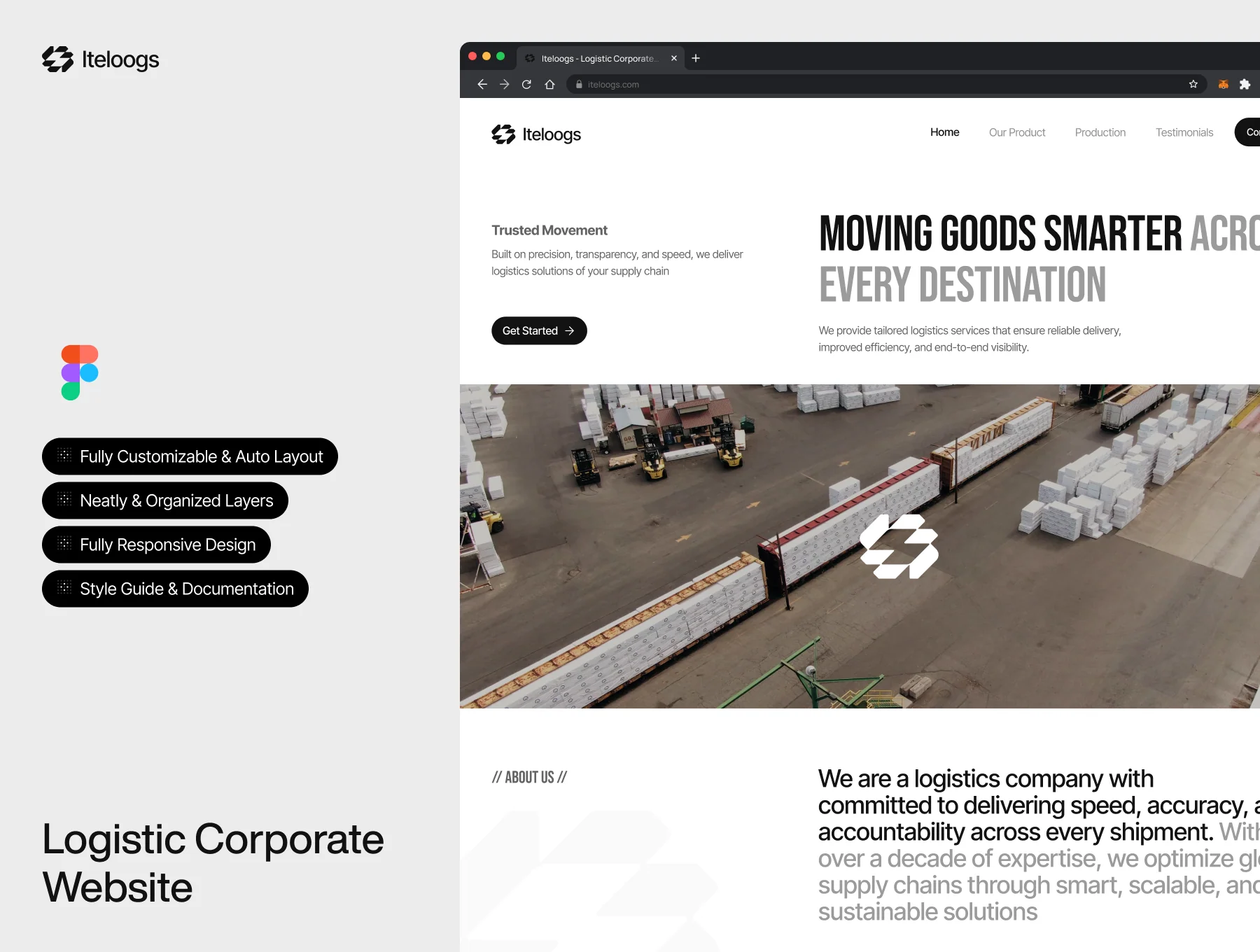 Iteloogs — Logistic Corporate Website Kit 🚚.