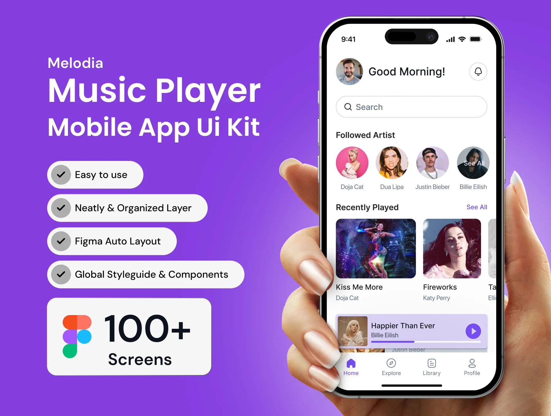 Melodia Music Player Mobile App UI Kit