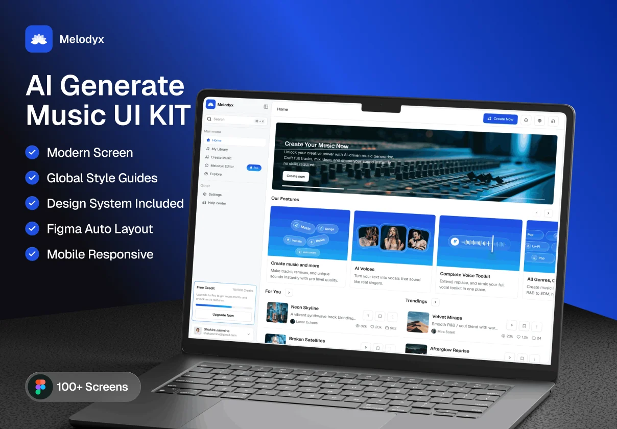Melodyx – AI Generate Music Website UI Kit