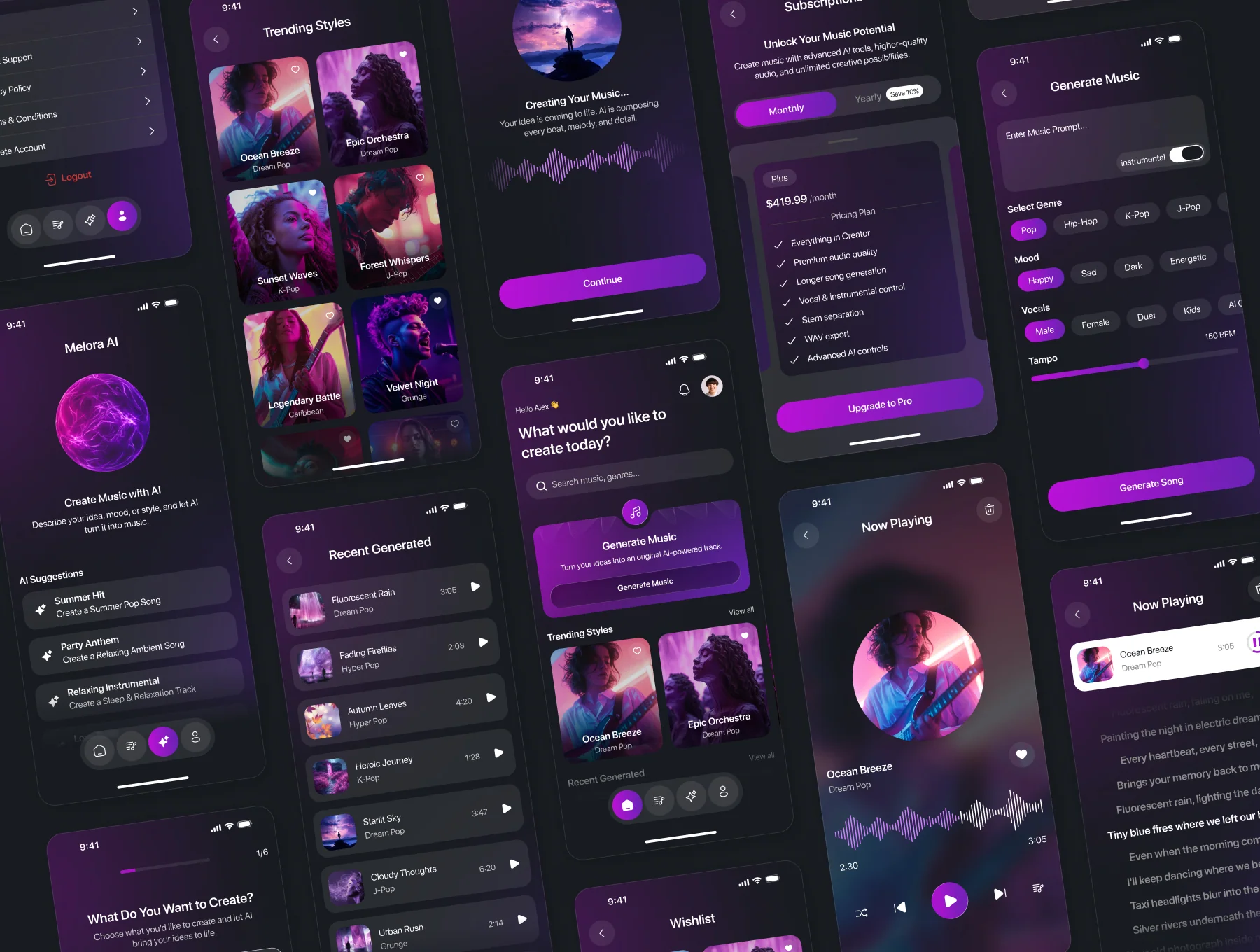 Melora – AI Music Mobile App UI Kit 4