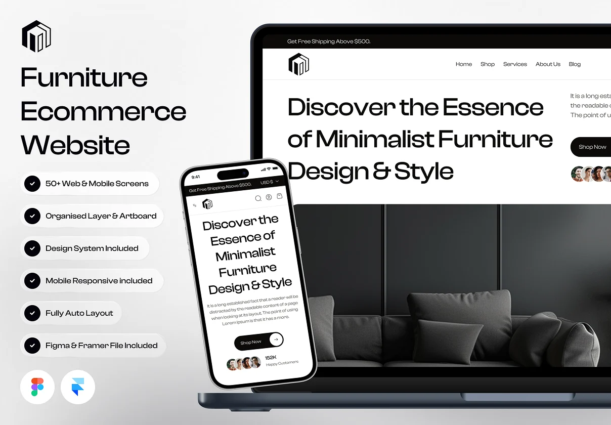 Melta - Furniture Ecommerce Website Framer Template