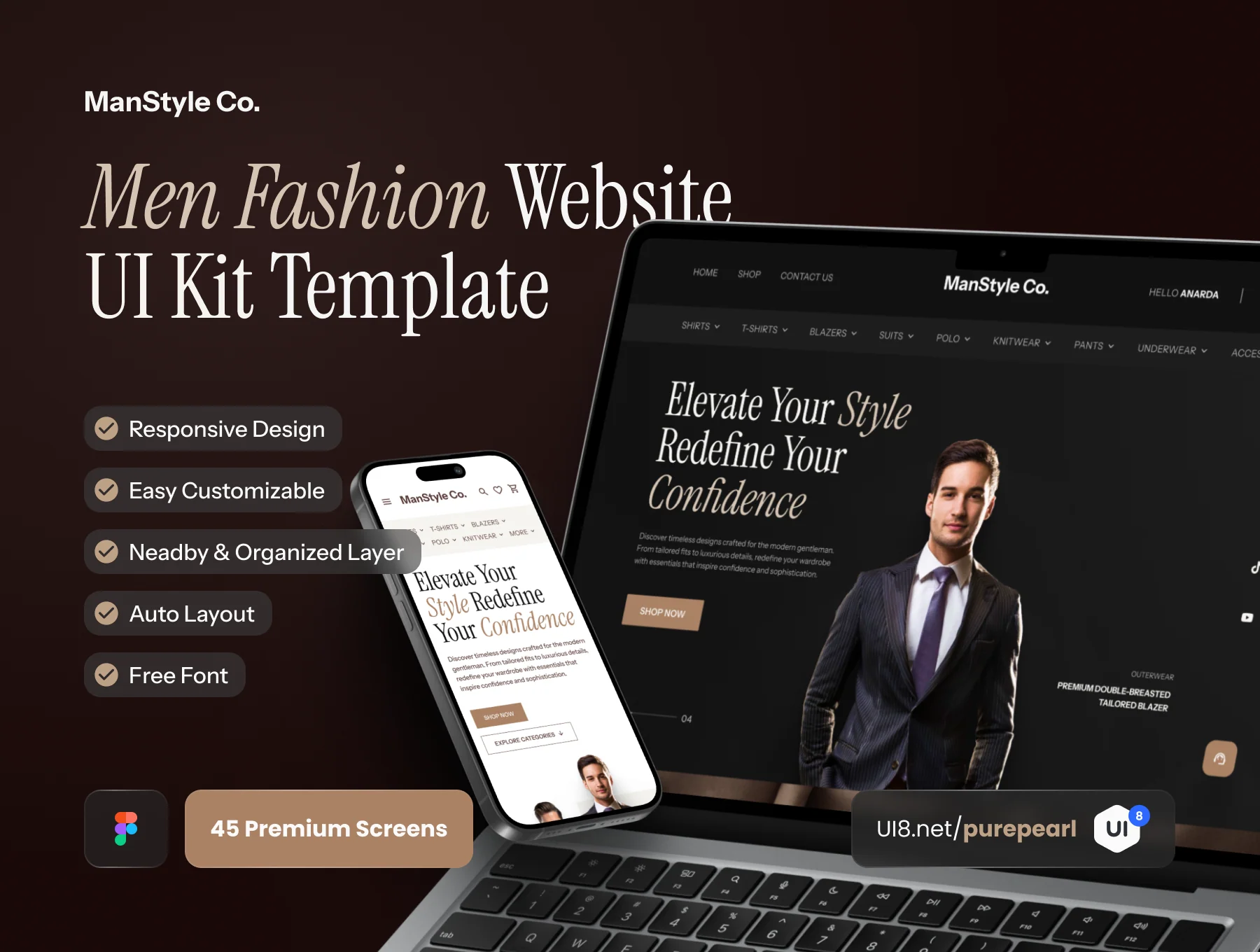 ManStyle Co. Men’s Fashion Website Figma UI Kit - Responsive E-Commerce Design