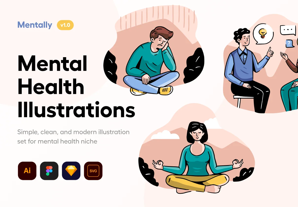 Mentally - Mental health Illustration Set