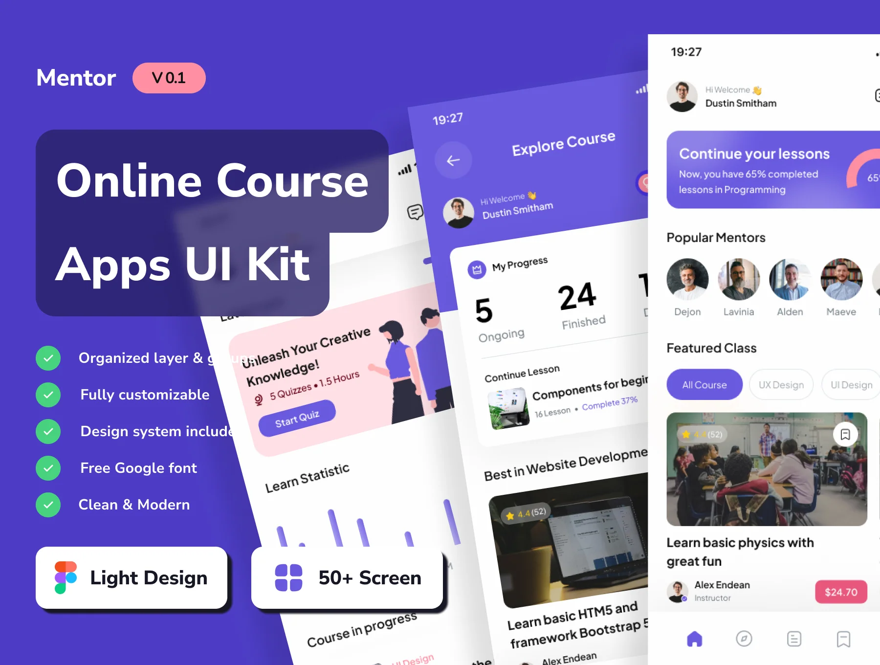 Mentor - Online Course Mobile App UI Kits