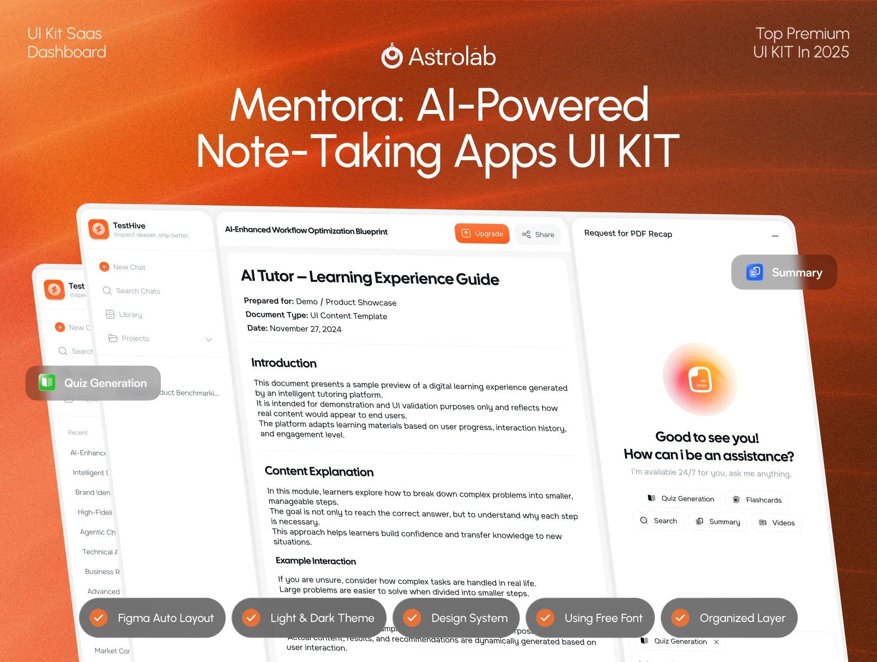 Mentora – AI Tutor & Smart Note-Taking App UI Kit