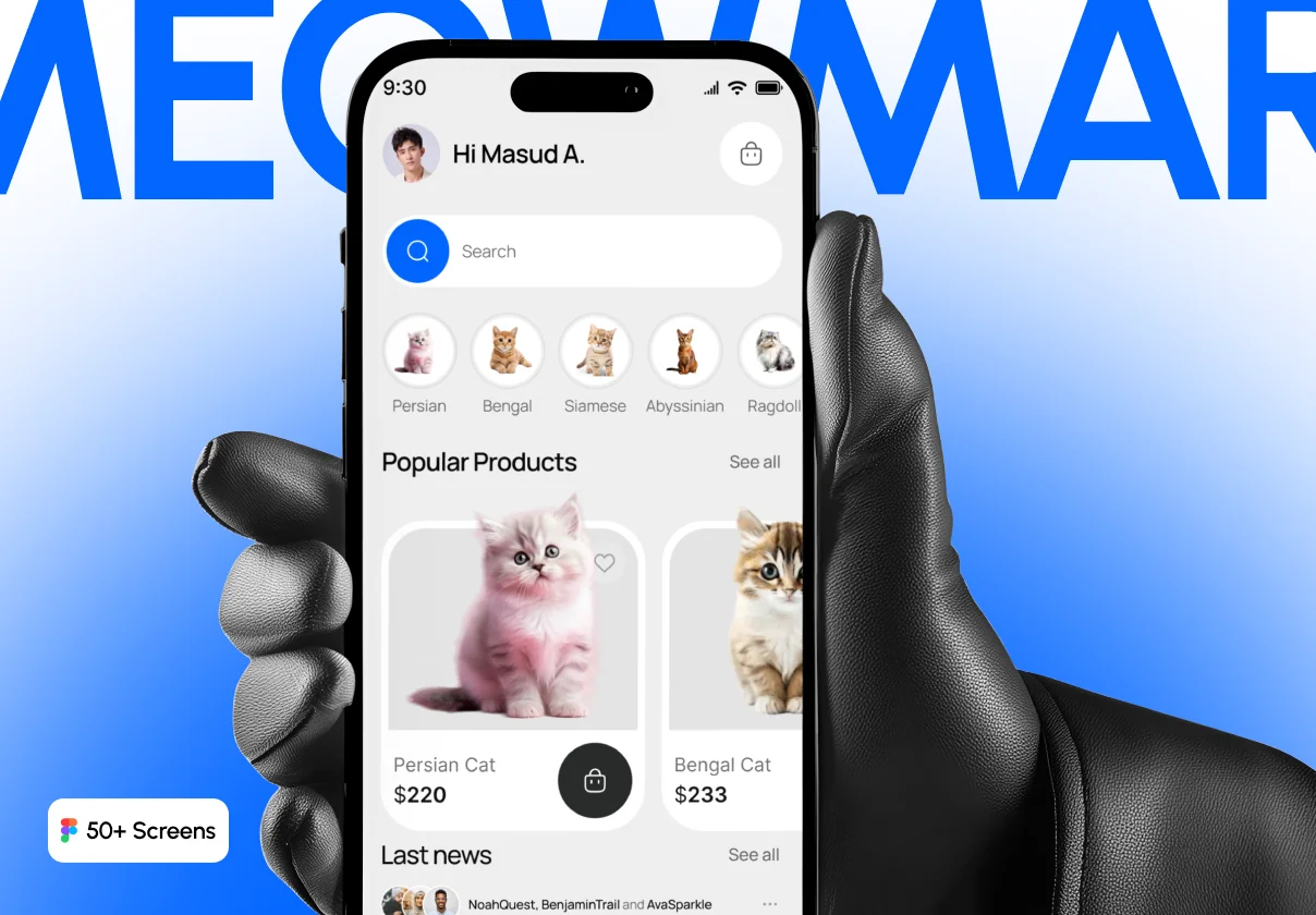 MeowMart - E-commerce Pet Marketplace App UI Kit