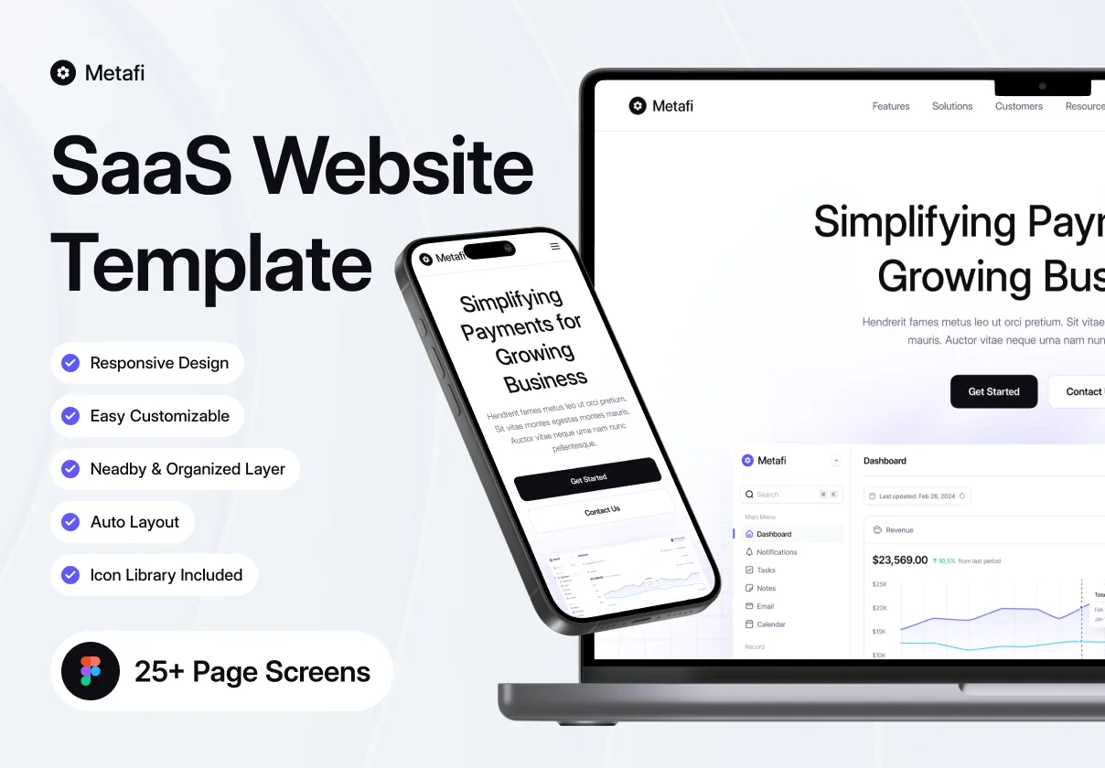 Metafi - SaaS - Website Template UI Kit