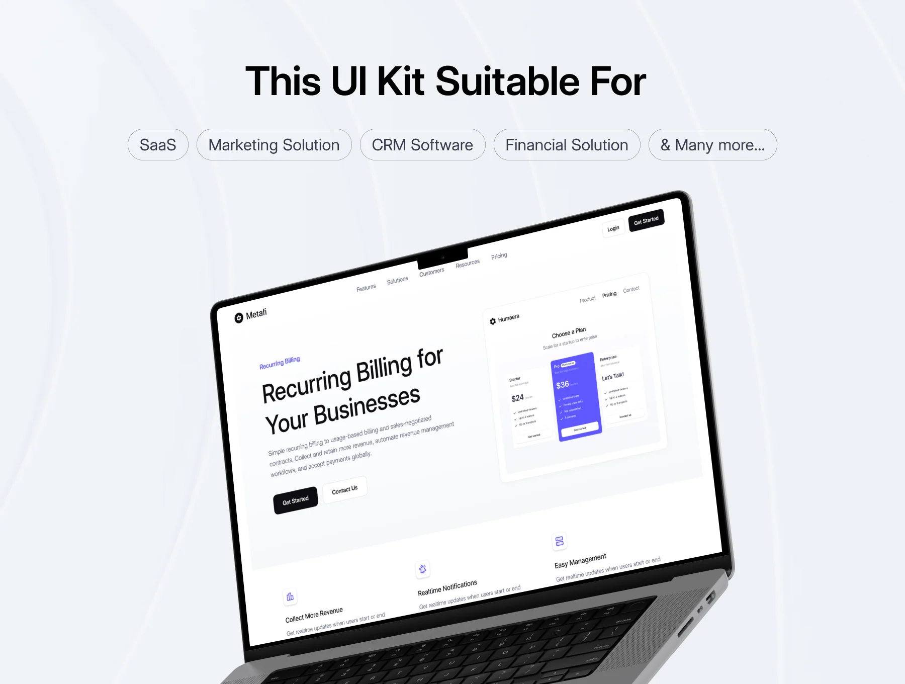 Metafi - SaaS - Website Template UI Kit 3