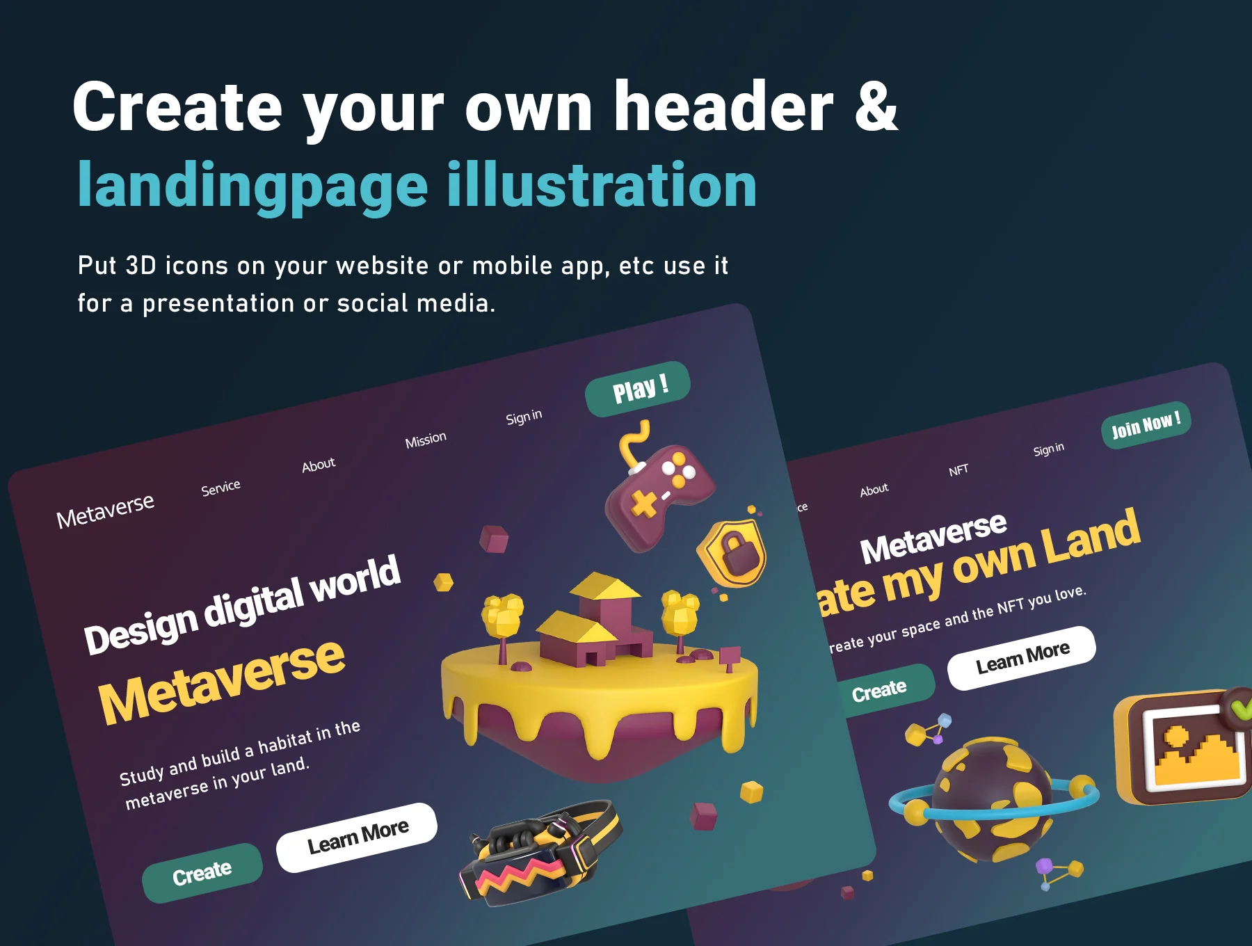 Metaverse 3D Icon Set Pack.1 3