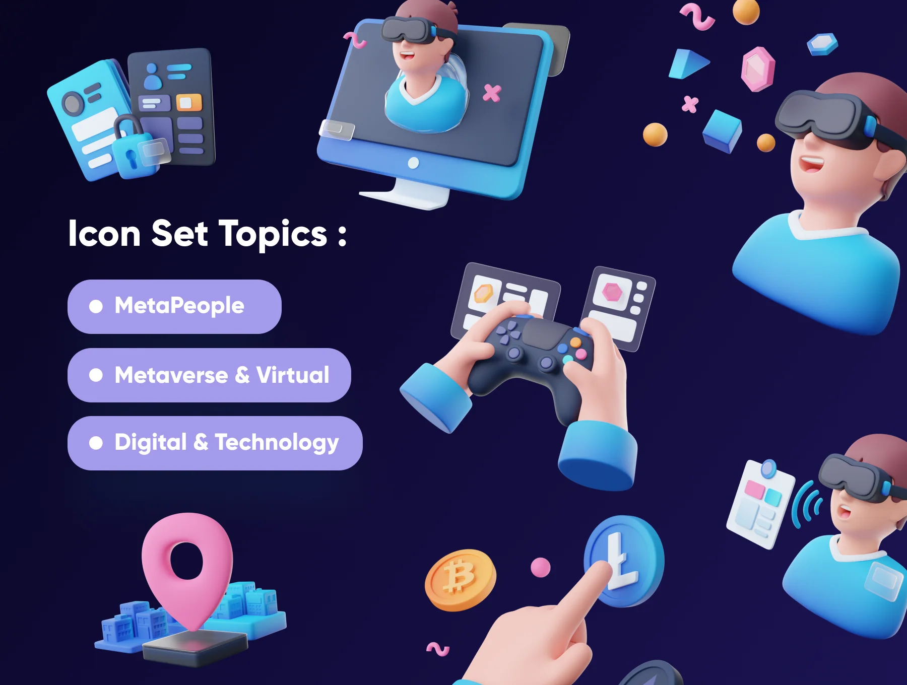 Metaversy - Metaverse 3D Icon Set 2