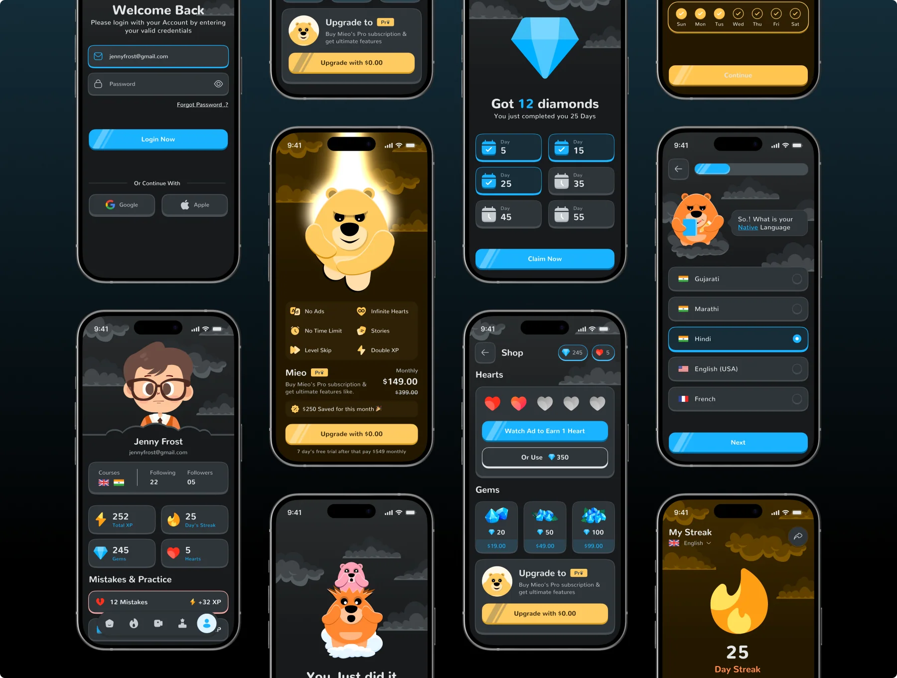 Mieo – Language Learning App UI Kit 5