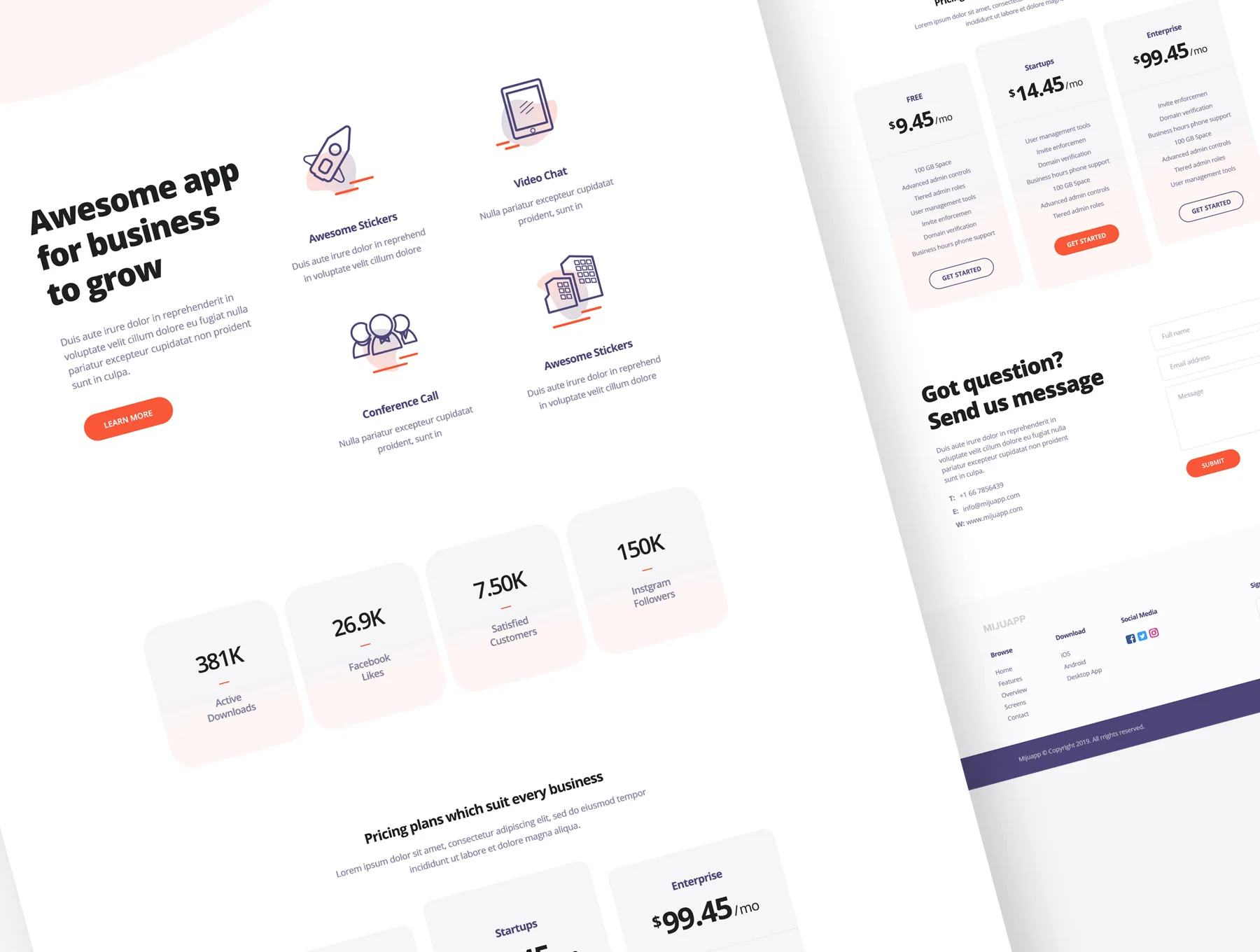 Mijuapp Mobile App Landing PSD Template 3