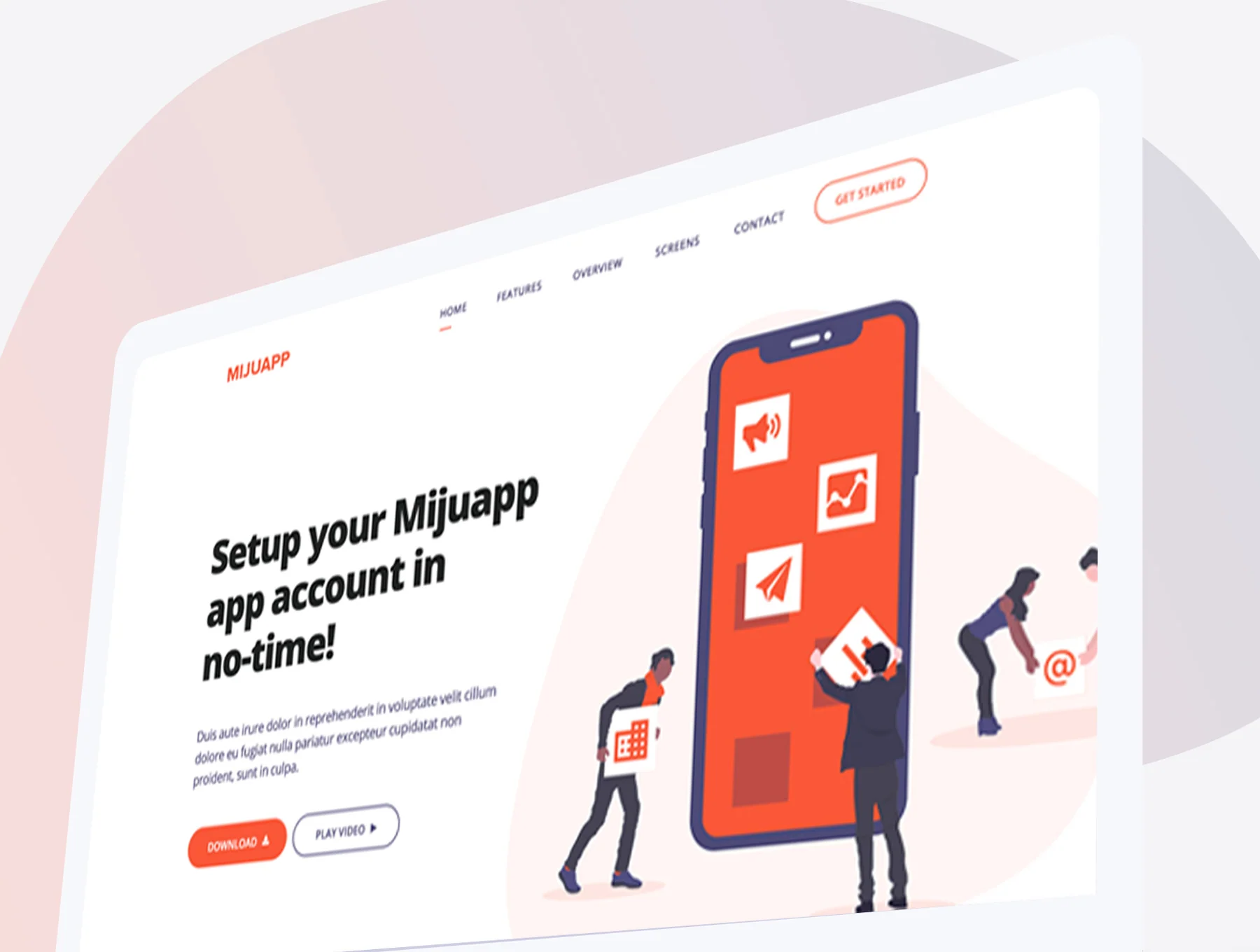 Mijuapp Mobile App Landing PSD Template 4