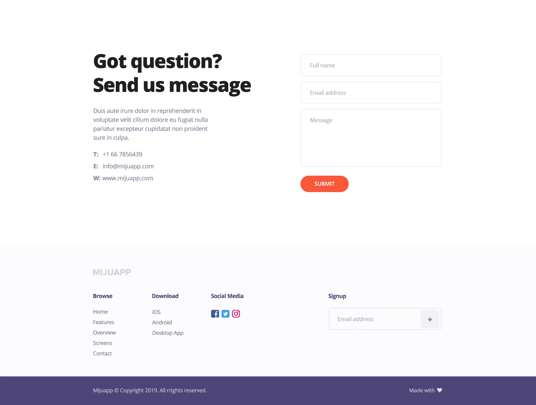 Mijuapp Mobile App Landing PSD Template 5
