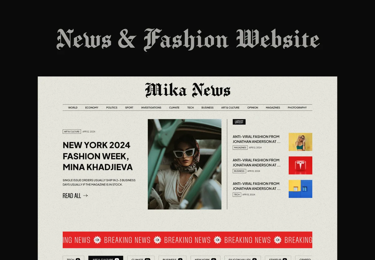 Mika News & Fashion Web & Mobile UI Kits