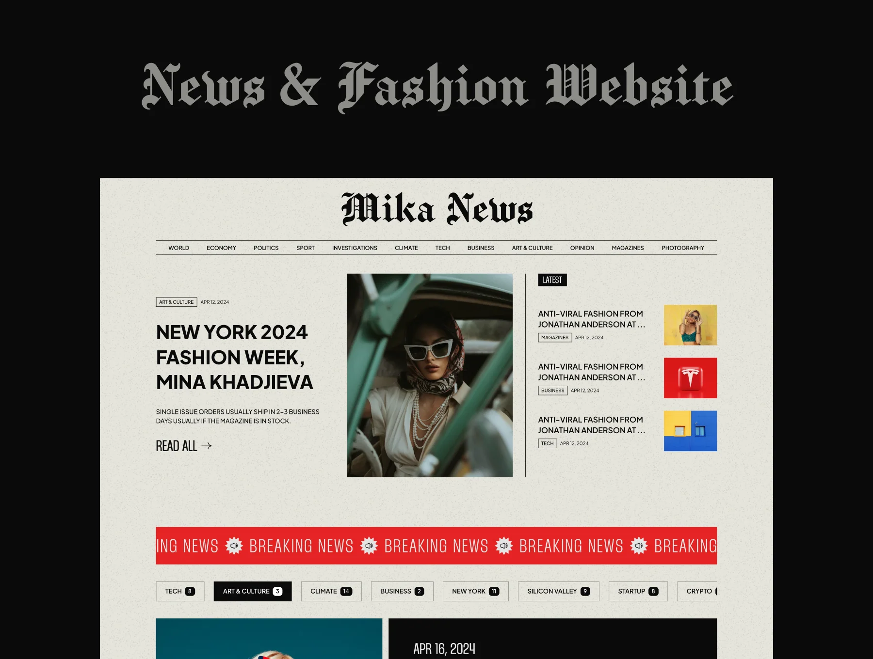 Mika News & Fashion Web & Mobile UI Kits
