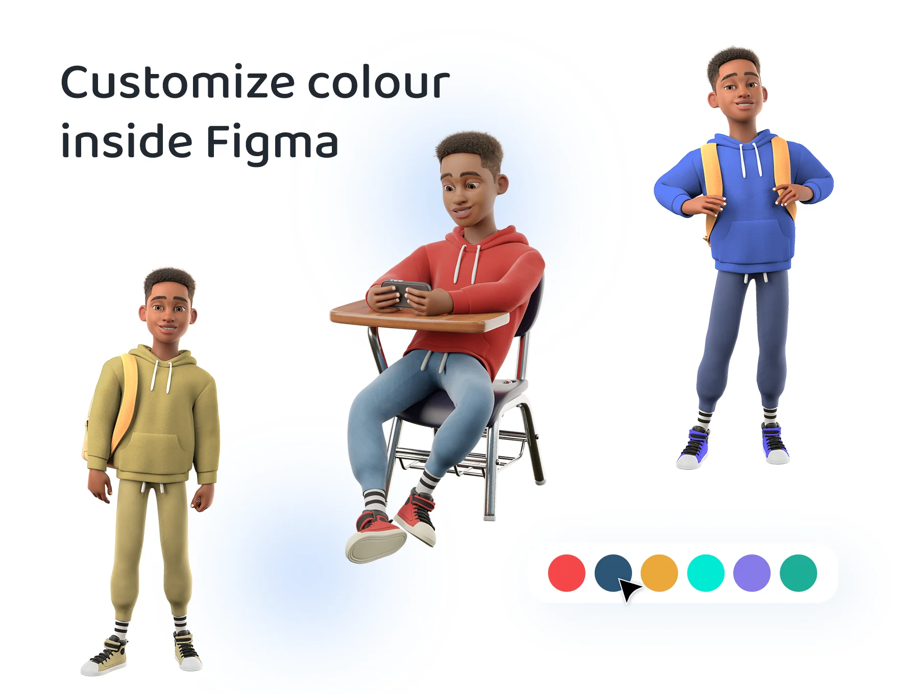 3D Character Mike back to school/university Figma UI KIT 2