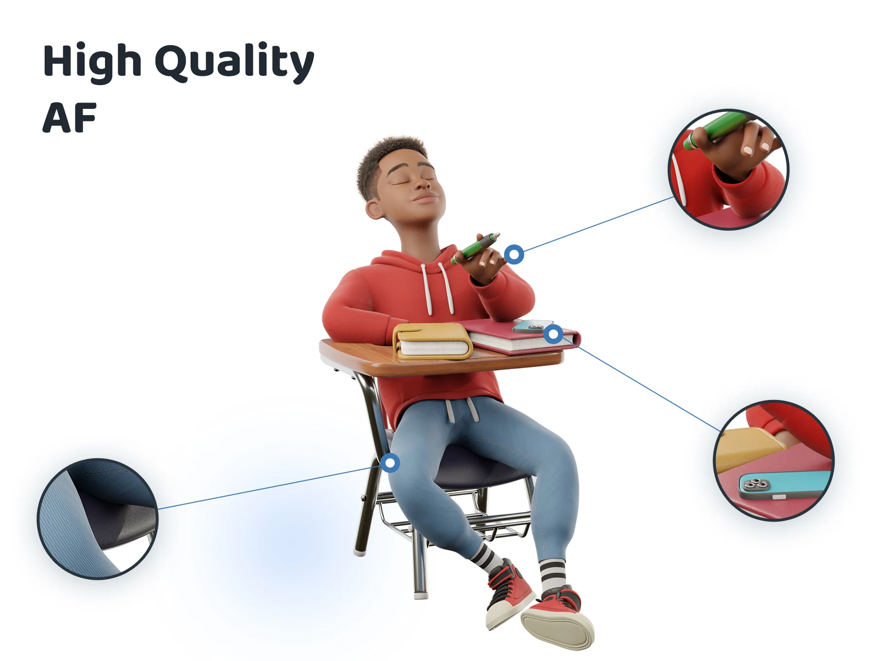 3D Character Mike back to school/university Figma UI KIT 4