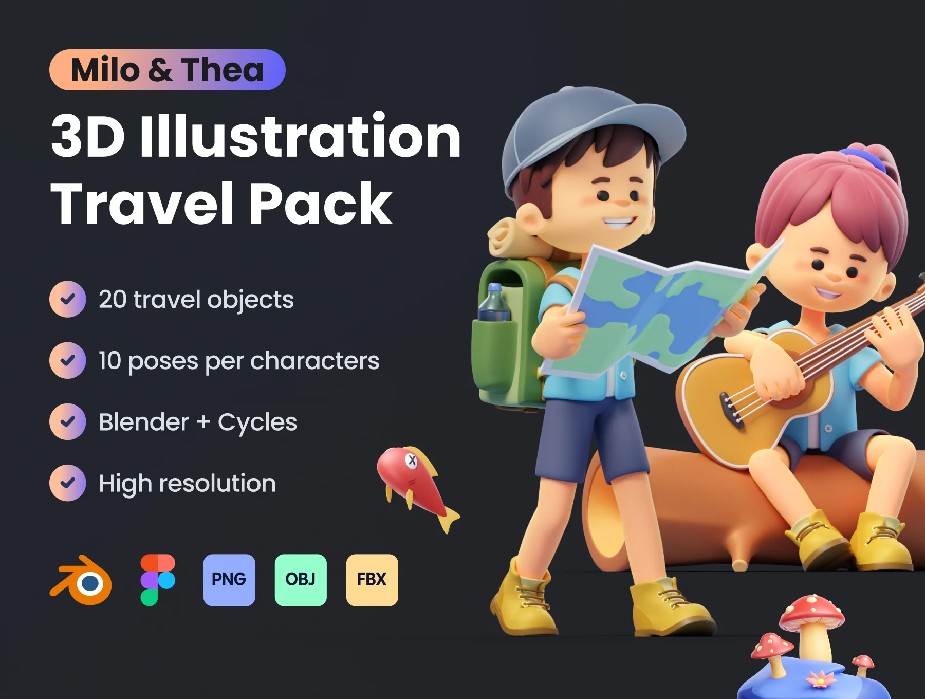 Milo & Thea: 3D Illustration Sports Pack