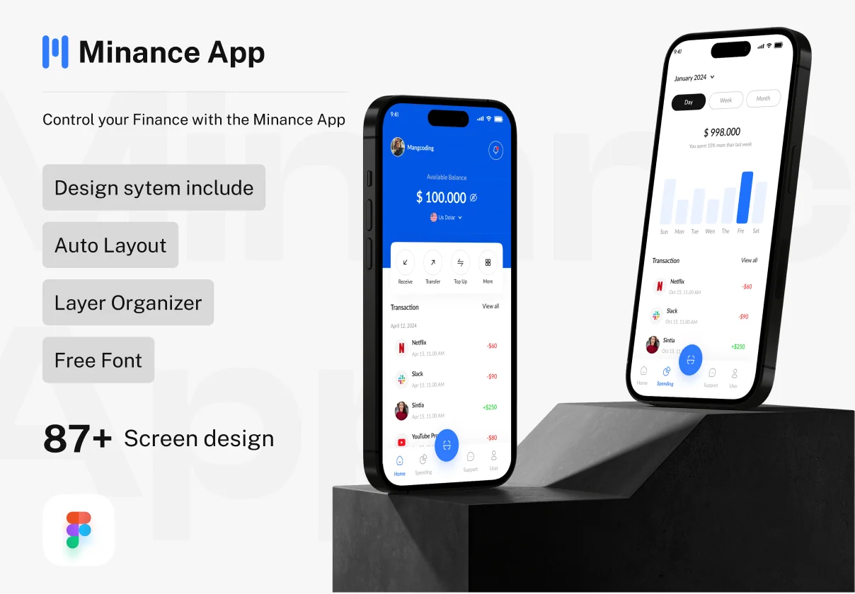 Fintech app - Minance App - Finance & Bank Management App Mobile UI Kit
