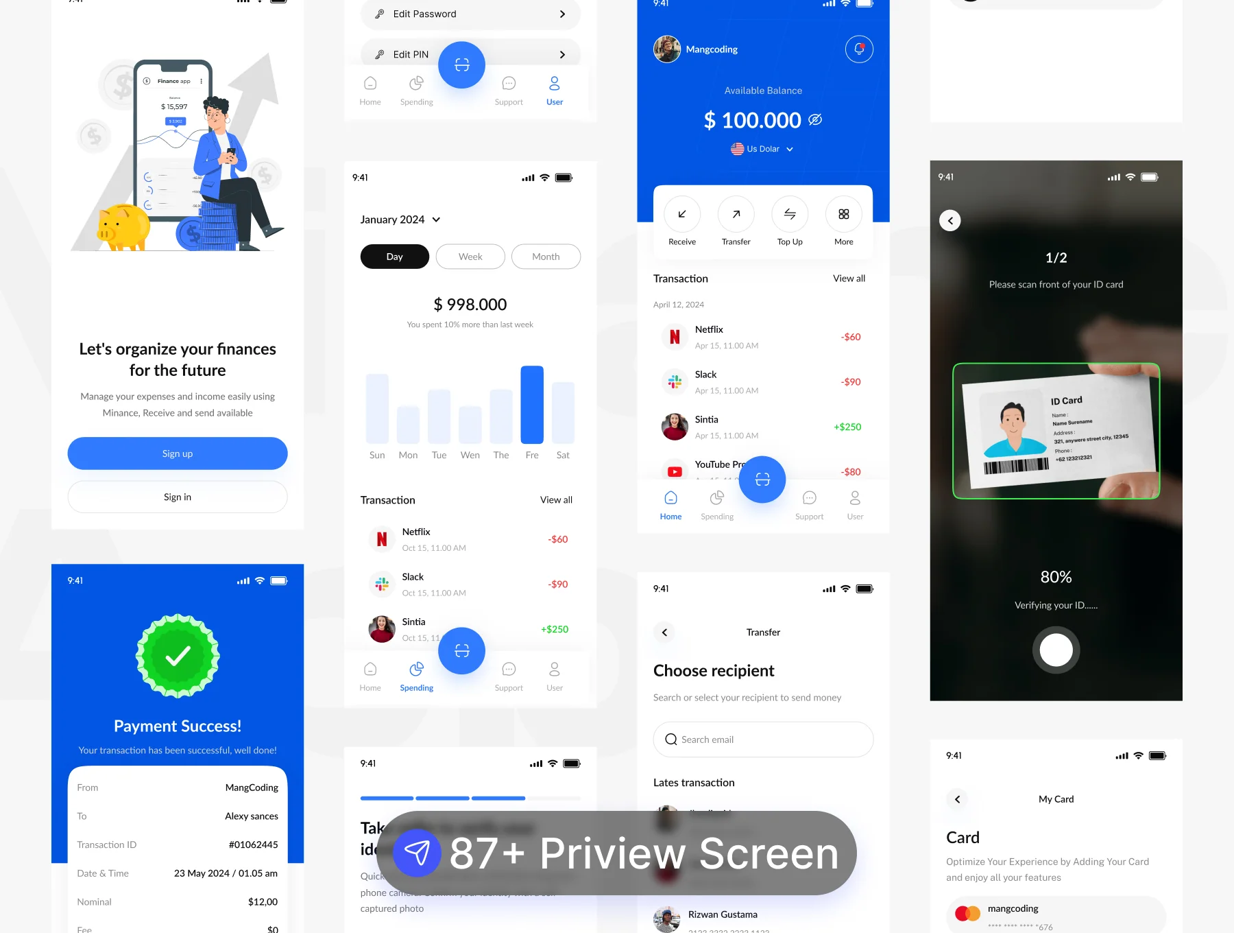 Fintech app - Minance App - Finance & Bank Management App Mobile UI Kit 4