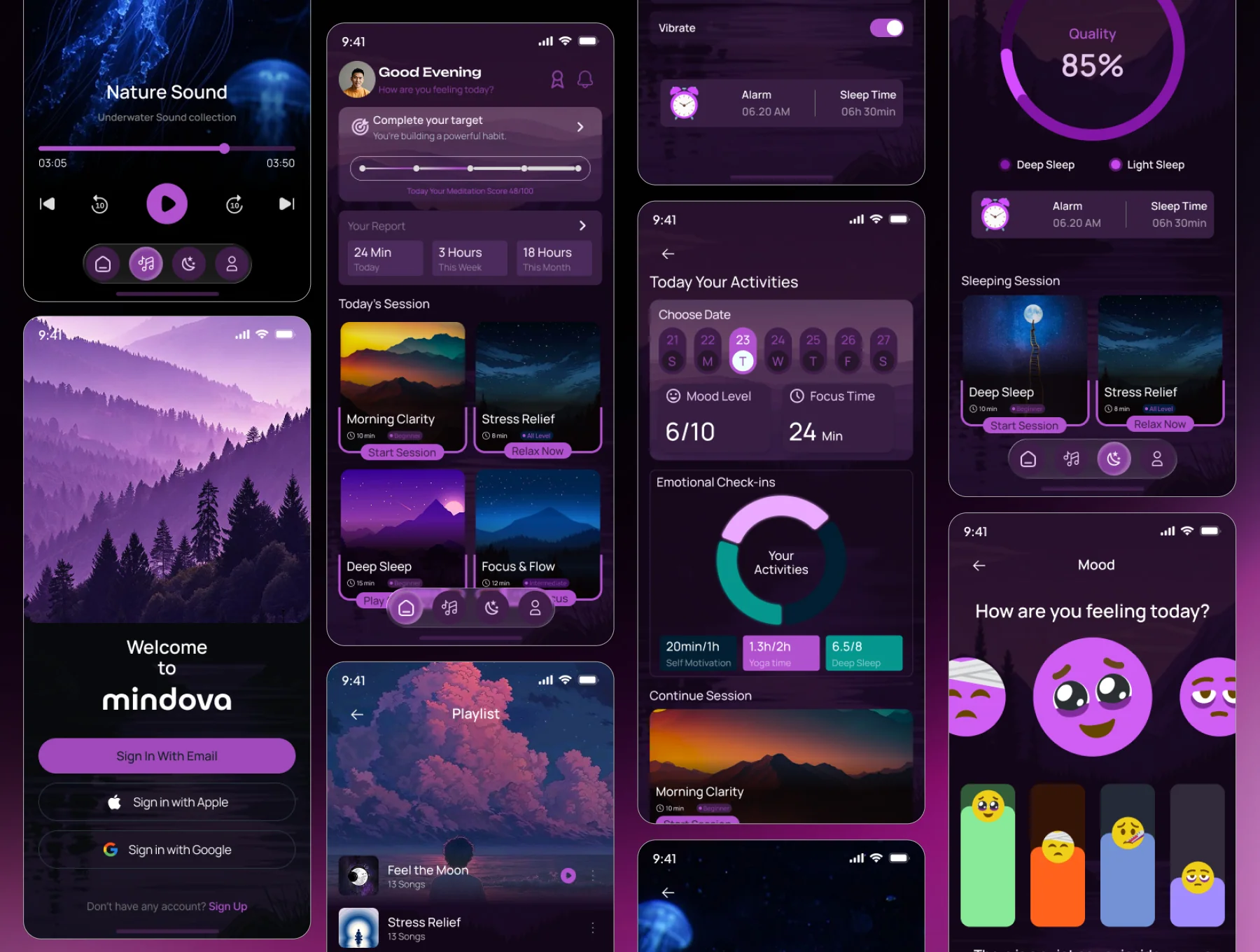 Mindova – Meditation & Relax Mobile App Figma UI Kit 4