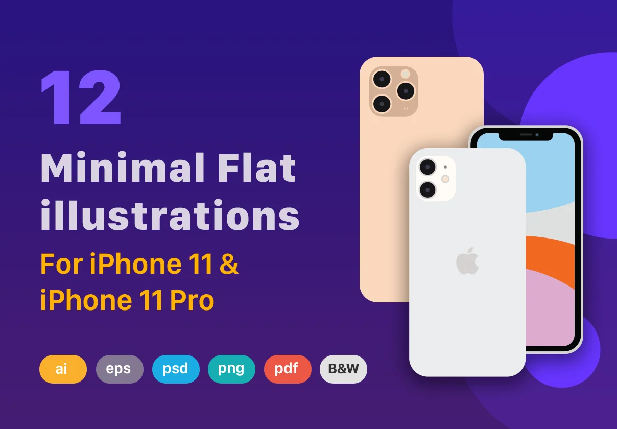 Minimal Flat iPhone 11 & 11 Pro Vector Set