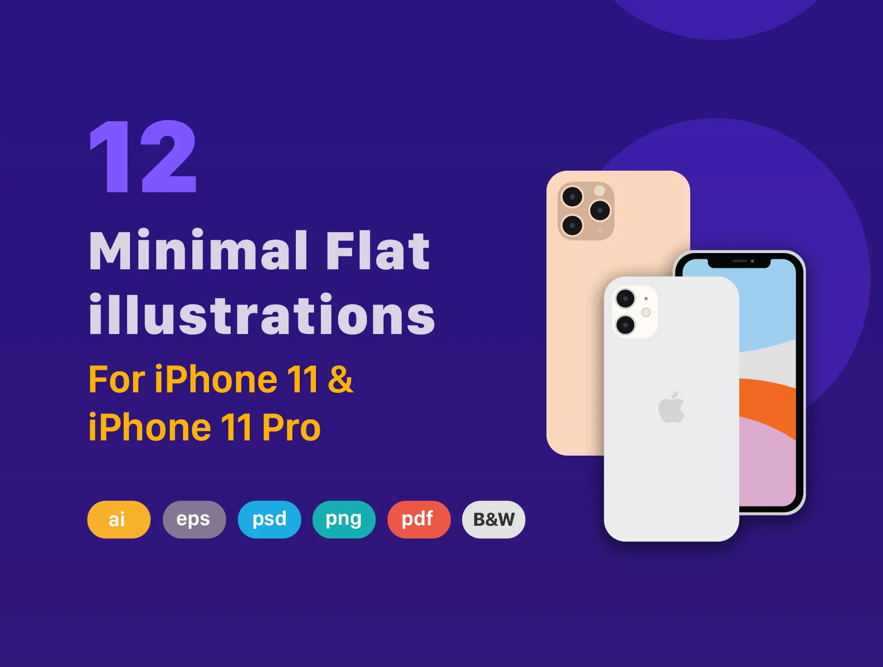 Minimal Flat iPhone 11 & 11 Pro Vector Set
