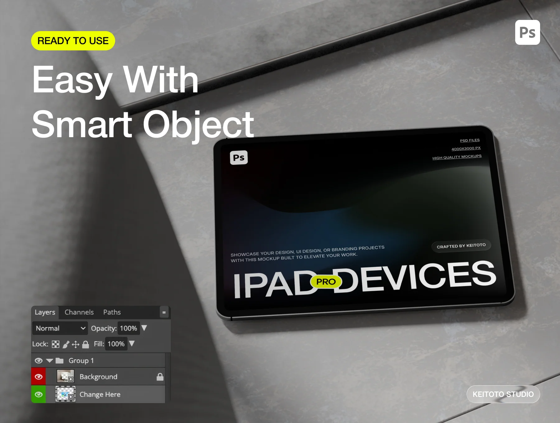 Minimal Interior iPad Pro Mockup Scene Creator 3