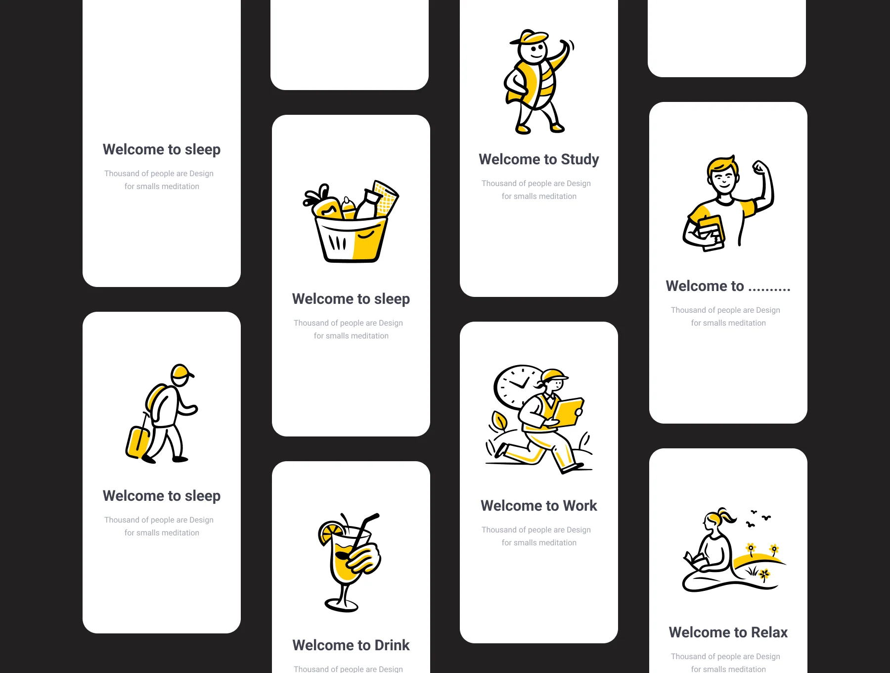 Minimal Life Scenes – Yellow Accent Doodles 2