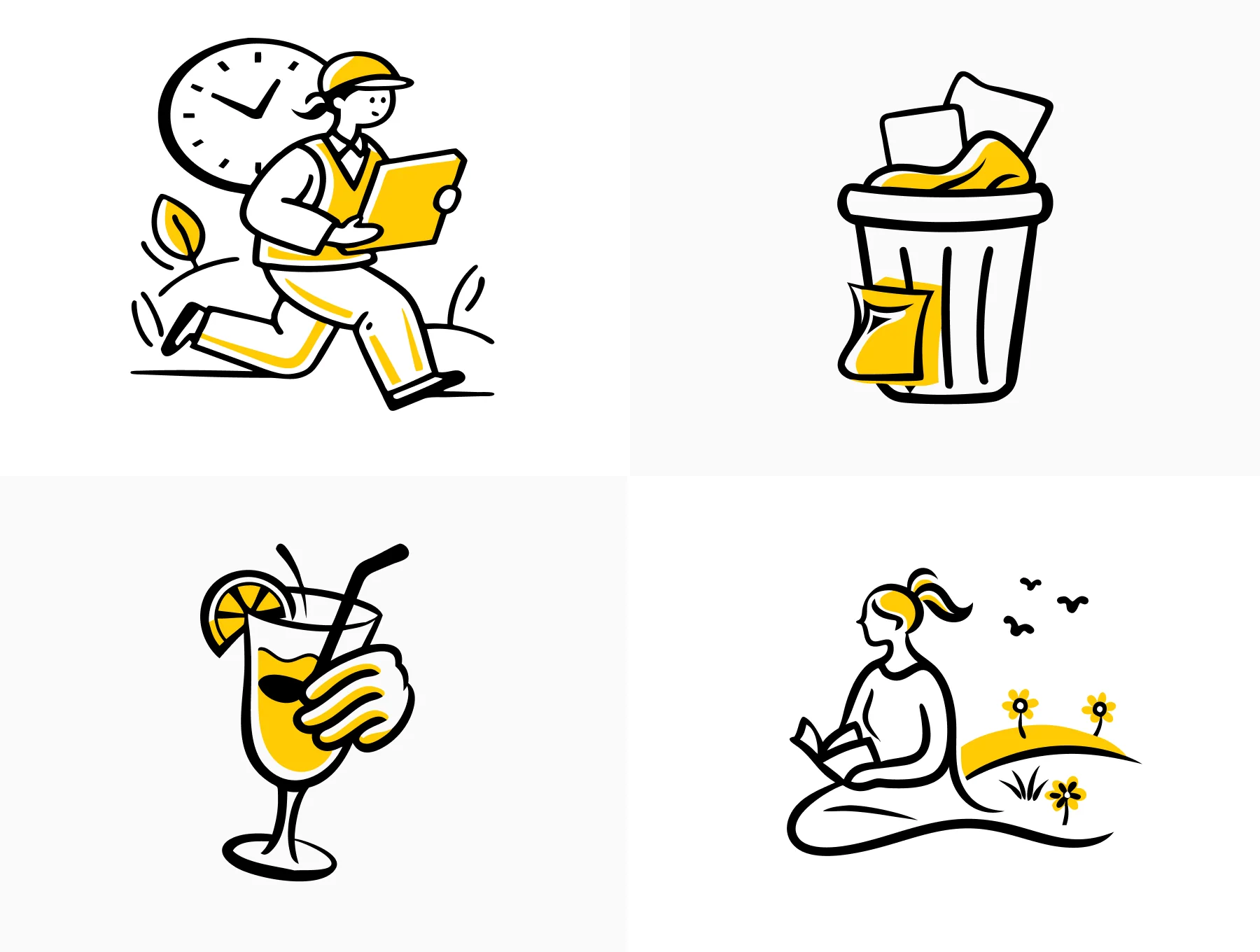 Minimal Life Scenes – Yellow Accent Doodles 3