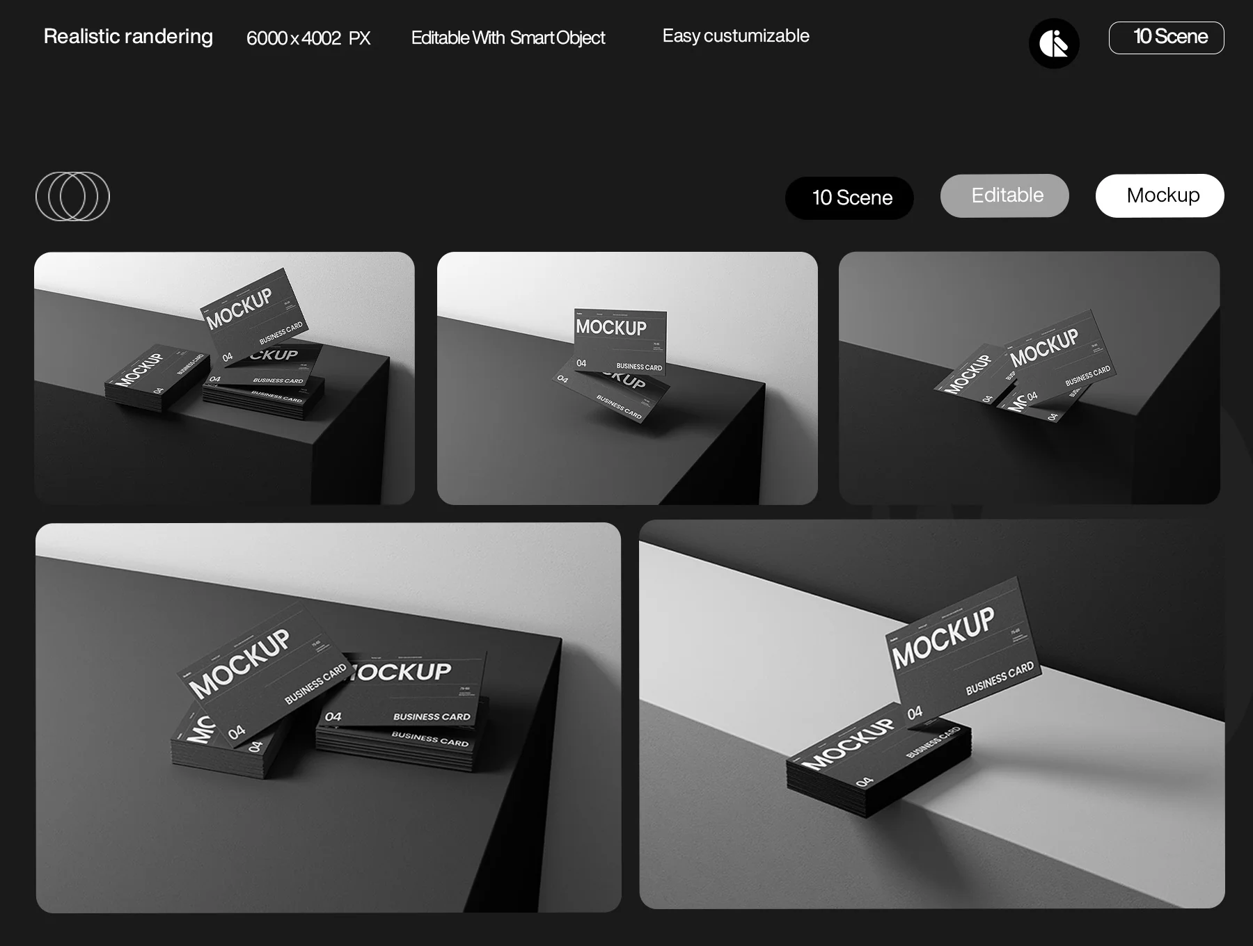 Minimalist Black Business Card Mockup Template 2
